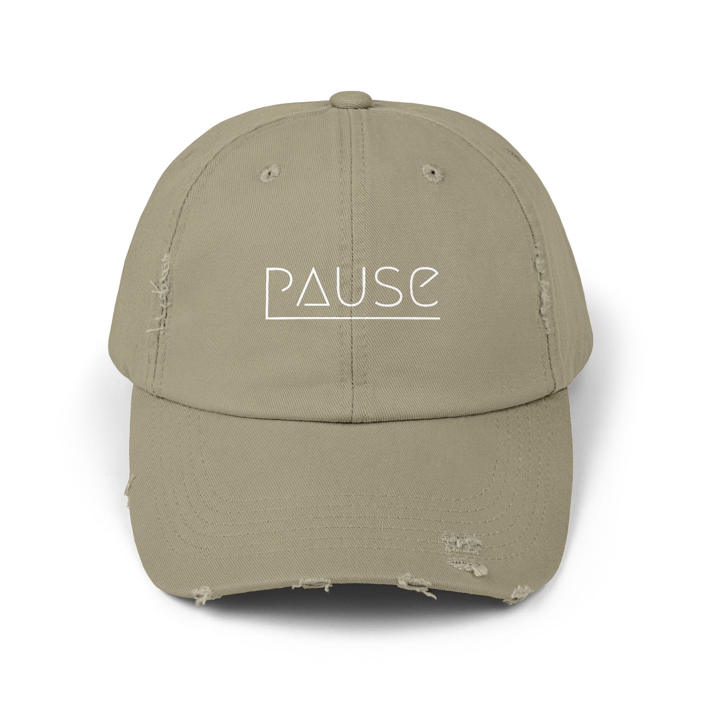 Unisex Distressed Cap with 'Pause' Design - Trendy Fashion Accessory, Perfect for Relaxation, Casual Wear, Gift for Friends, Stylish Gift