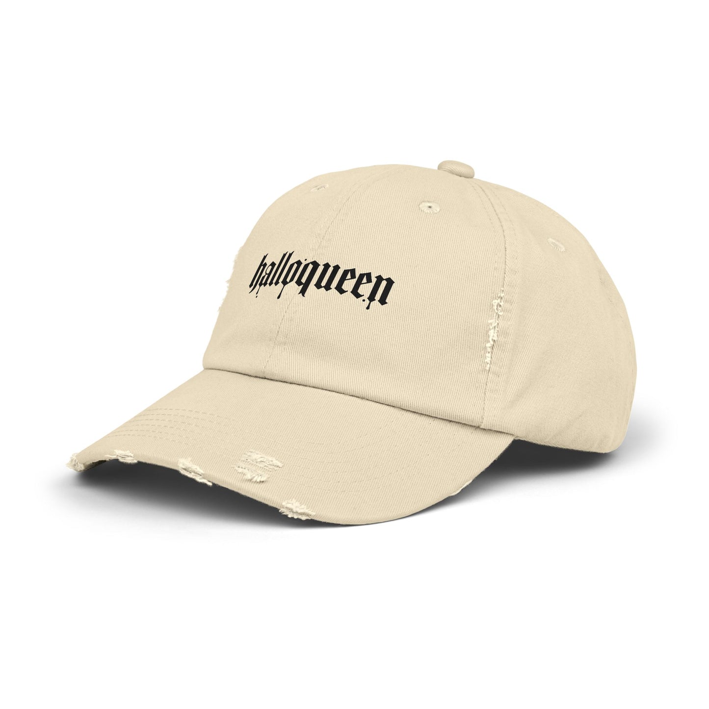 Unisex Distressed Cap with 'Halloqueen' Design, Trendy Halloween Hat, Perfect Gift for Fall Celebrations, Casual Style
