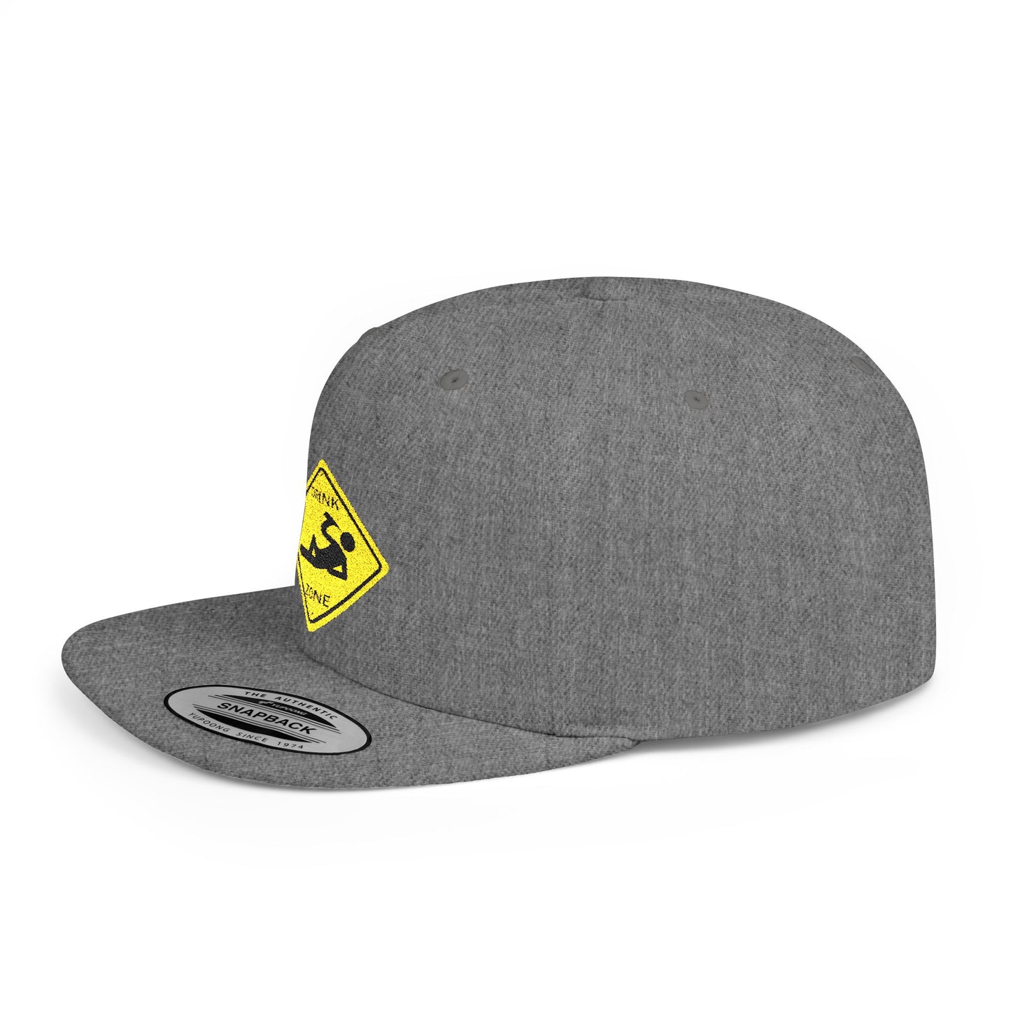 Playful Safety Symbol Flat Bill Snapback Hat, Trendy Cap for Outdoor Lovers, Perfect Gift for Construction Workers, Unique Hats