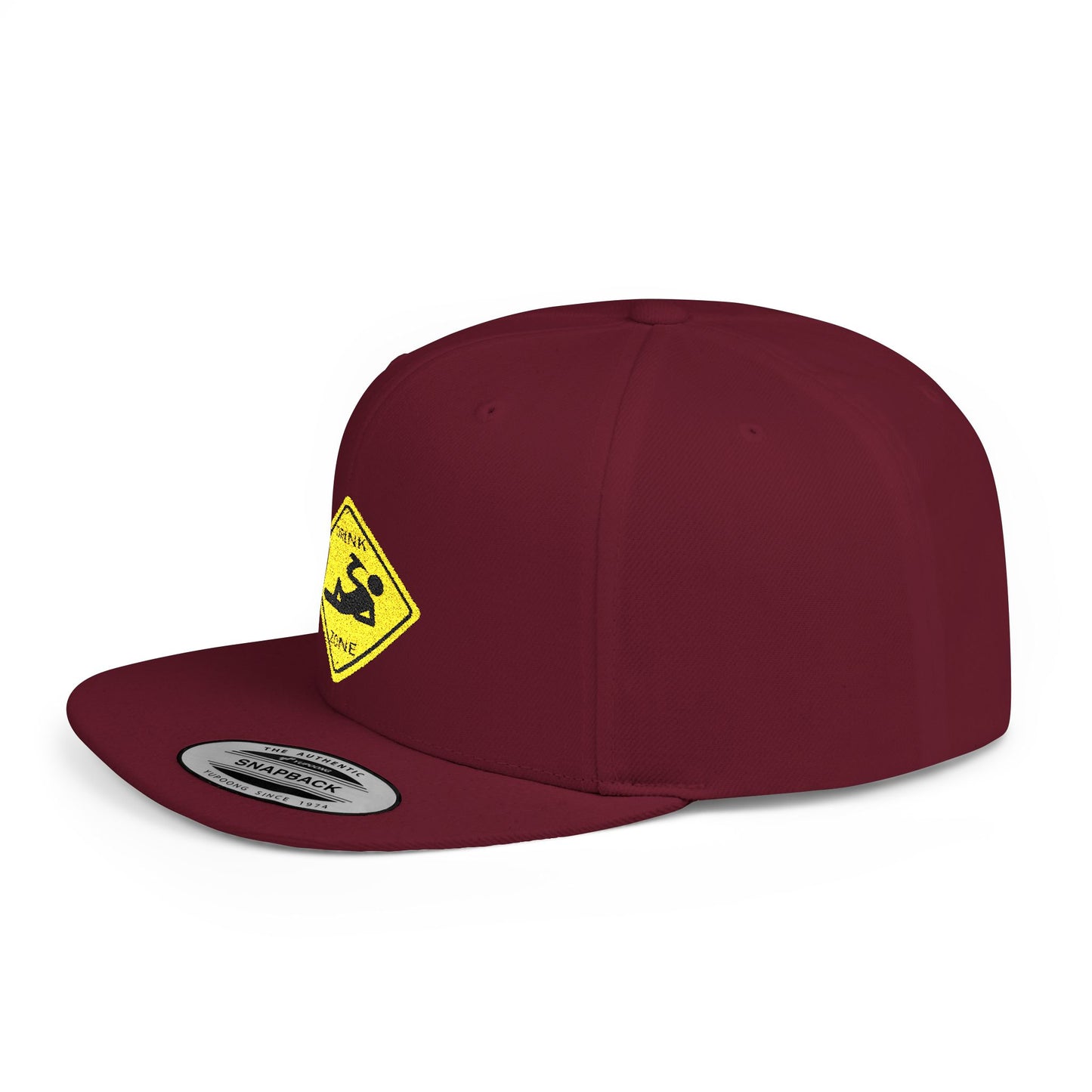 Playful Safety Symbol Flat Bill Snapback Hat, Trendy Cap for Outdoor Lovers, Perfect Gift for Construction Workers, Unique Hats