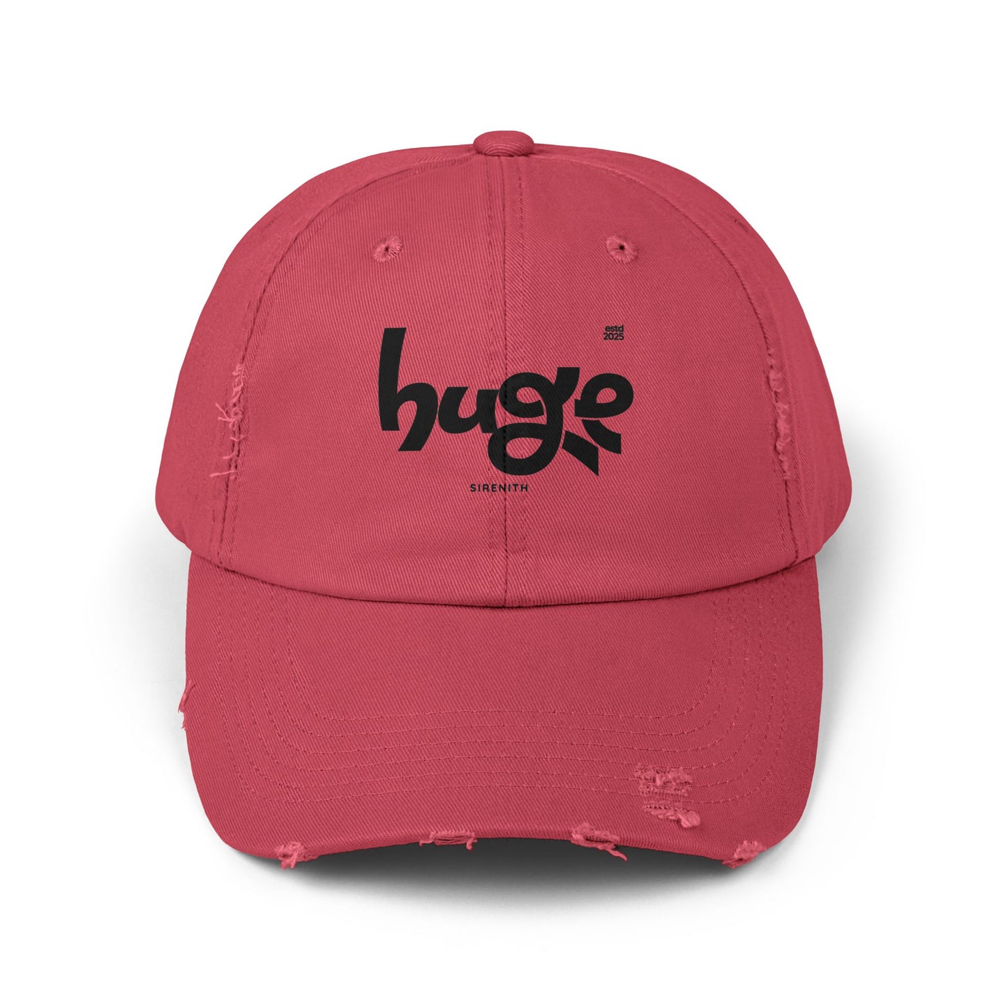 Distressed Cap with 'Huge' Design | Trendy Cap for Outdoor Adventures, Festivals, Casual Wear, Gift for Him/Her