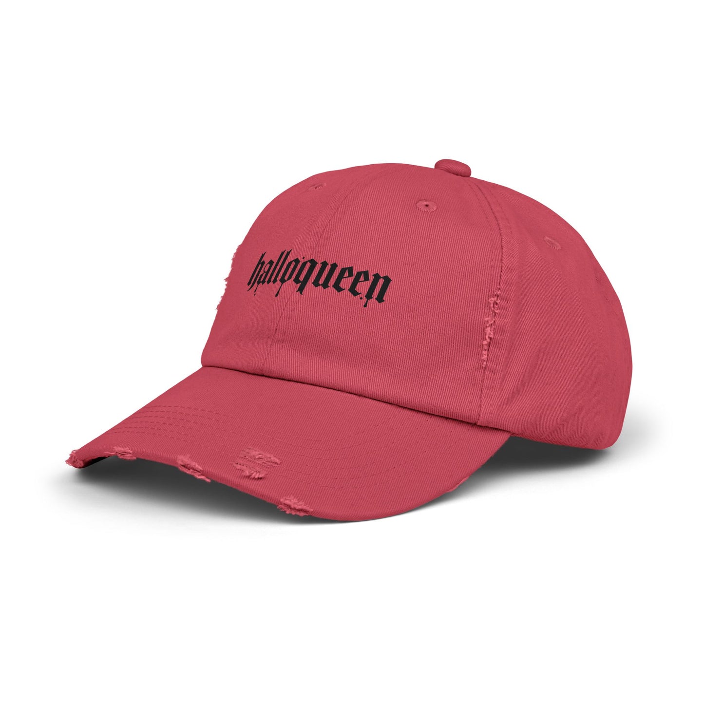 Unisex Distressed Cap with 'Halloqueen' Design, Trendy Halloween Hat, Perfect Gift for Fall Celebrations, Casual Style