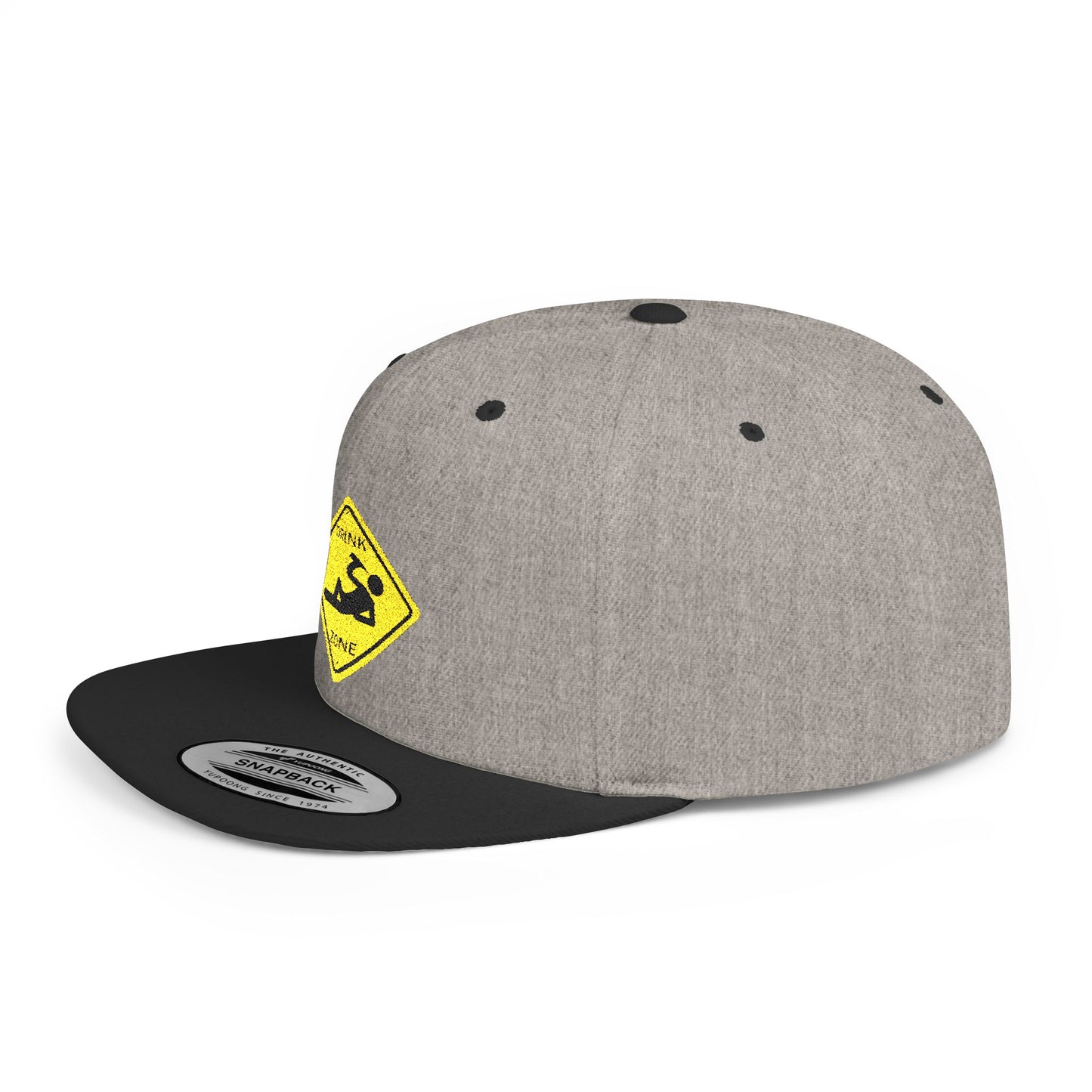 Playful Safety Symbol Flat Bill Snapback Hat, Trendy Cap for Outdoor Lovers, Perfect Gift for Construction Workers, Unique Hats