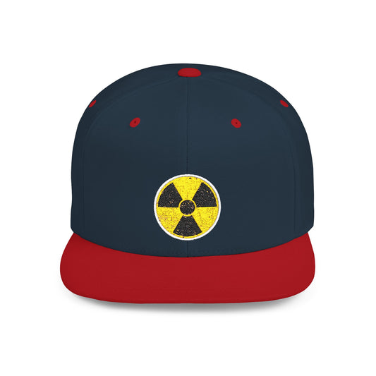 Radiation Symbol Flat Bill Snapback Cap, Trendy Adjustable Hat, Streetwear Accessory, Summer Festival Gear, Unique Gift for Him/Her