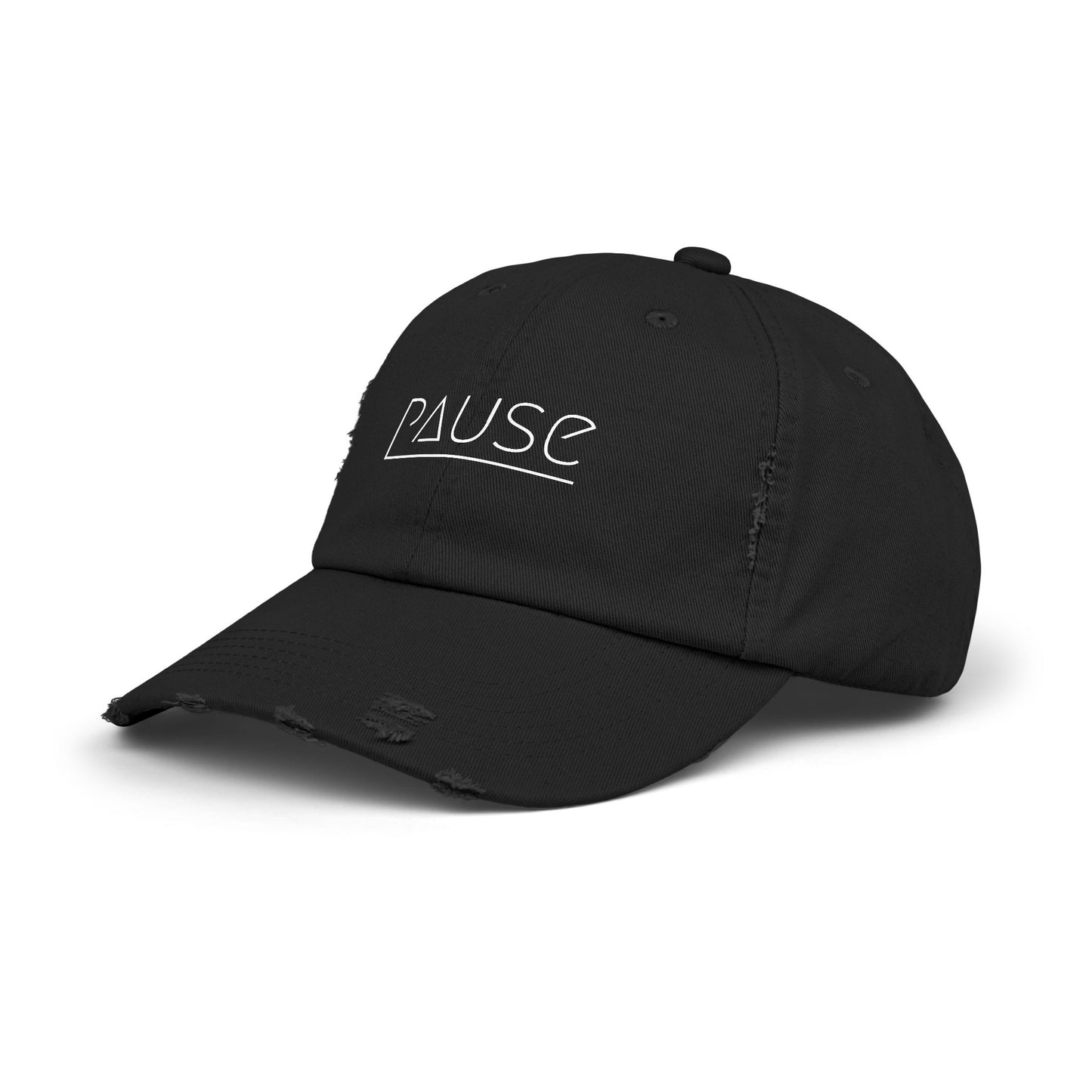 Unisex Distressed Cap with 'Pause' Design - Trendy Fashion Accessory, Perfect for Relaxation, Casual Wear, Gift for Friends, Stylish Gift