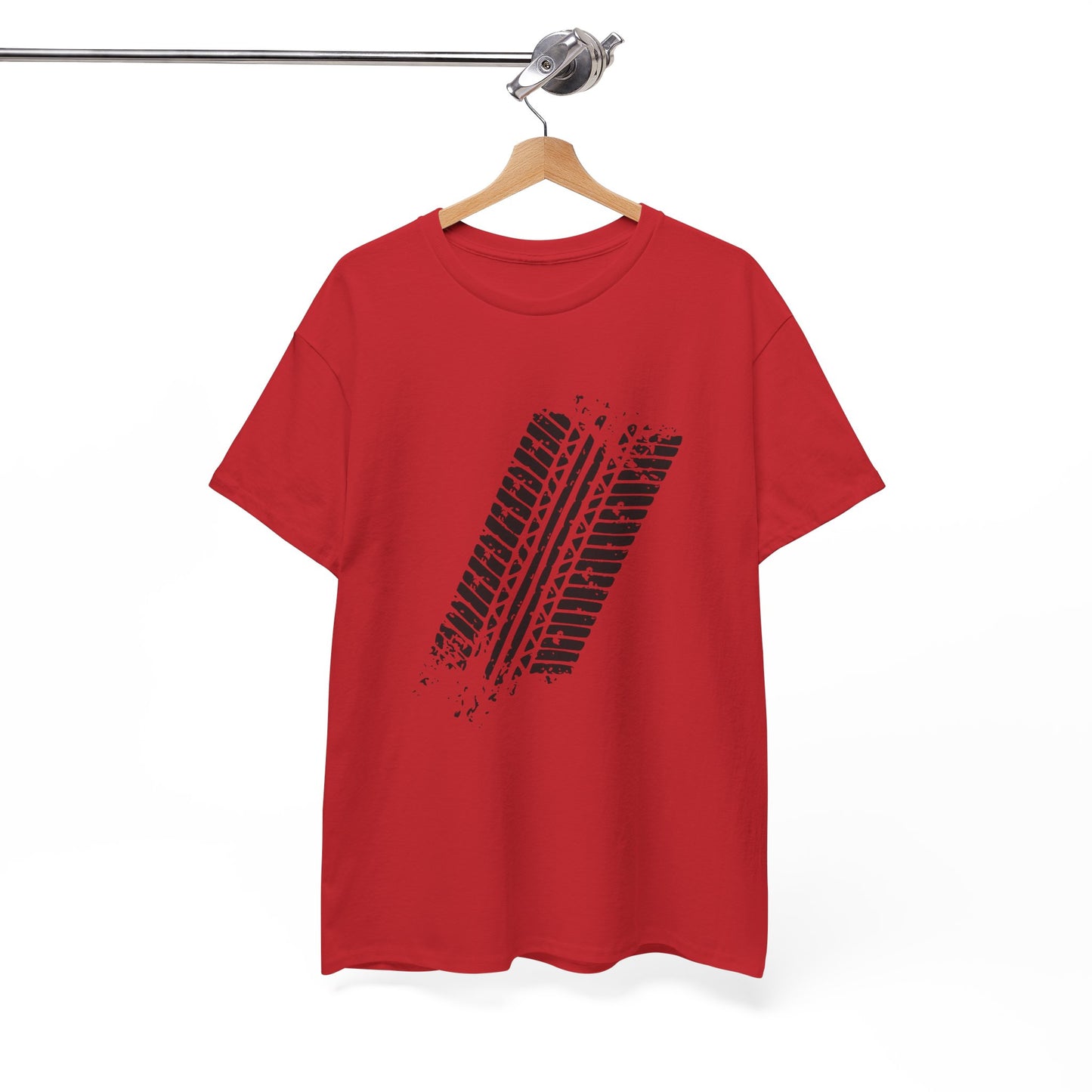Stylish Heavy Cotton Tee with Bold Tire Track Design | Casual Wear, Streetwear, Gift for Car Lovers, Trendy T-Shirt, Everyday