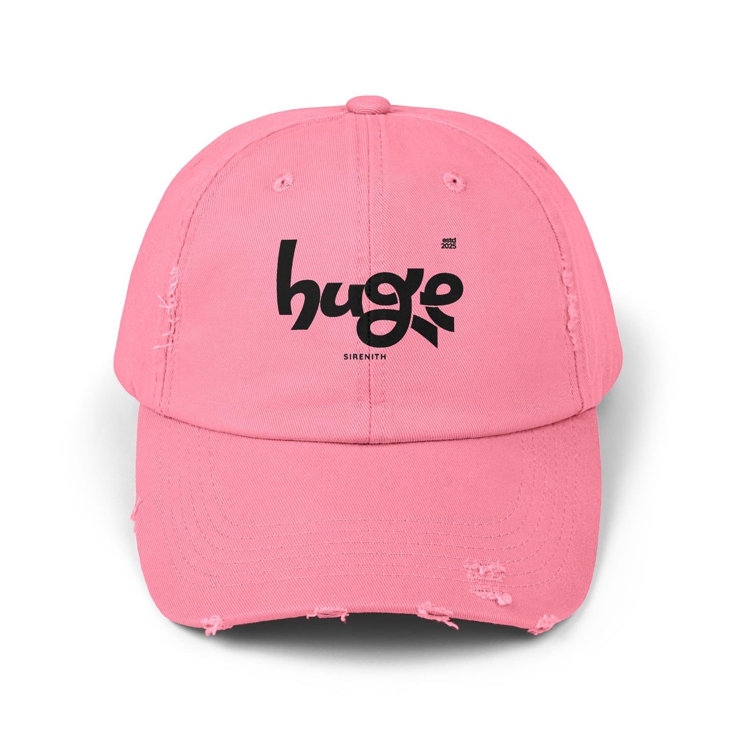 Distressed Cap with 'Huge' Design | Trendy Cap for Outdoor Adventures, Festivals, Casual Wear, Gift for Him/Her