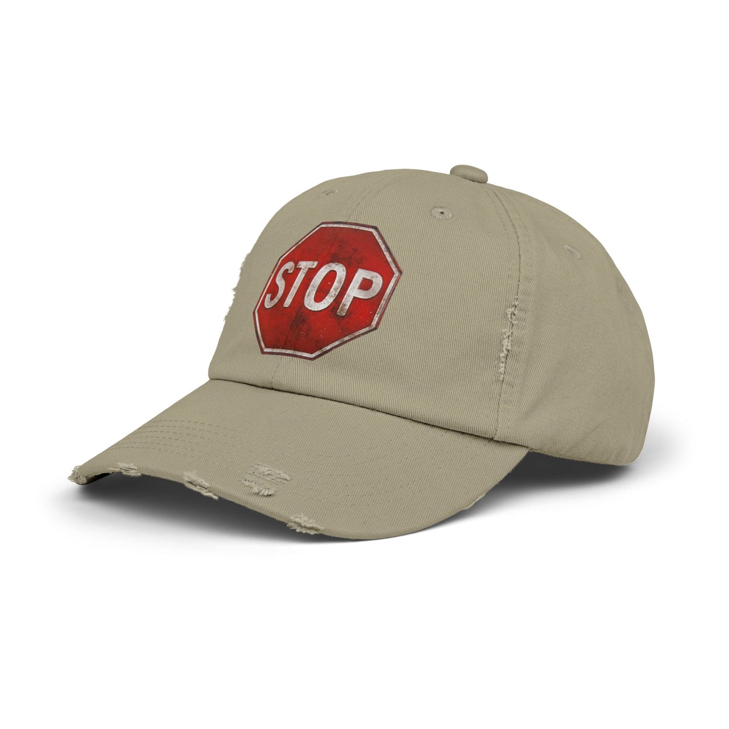 Distressed Stop Sign Cap, Unisex Cap, Casual Headwear, Summer Accessory, Vintage Style, Unique Gift Idea