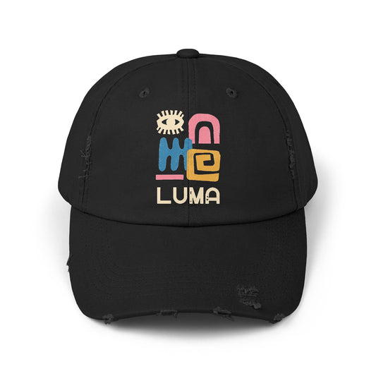 Unisex Distressed Cap with Colorful LUMA Design, Trendy Hat, Casual Wear, Gift for Him/Her, Summer Accessory, Everyday Style