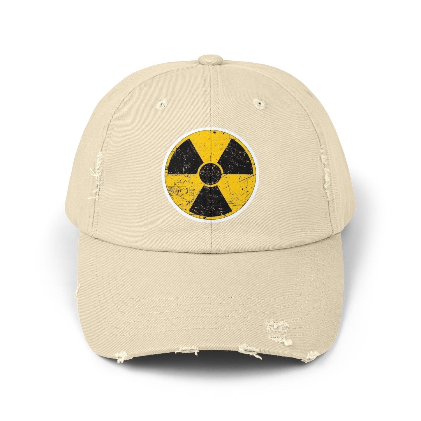 Vintage-Inspired Nuclear Cap, Distressed Adjustable Hat for Casual Wear, Perfect Gift for Friends, Art Lovers, and Festivals