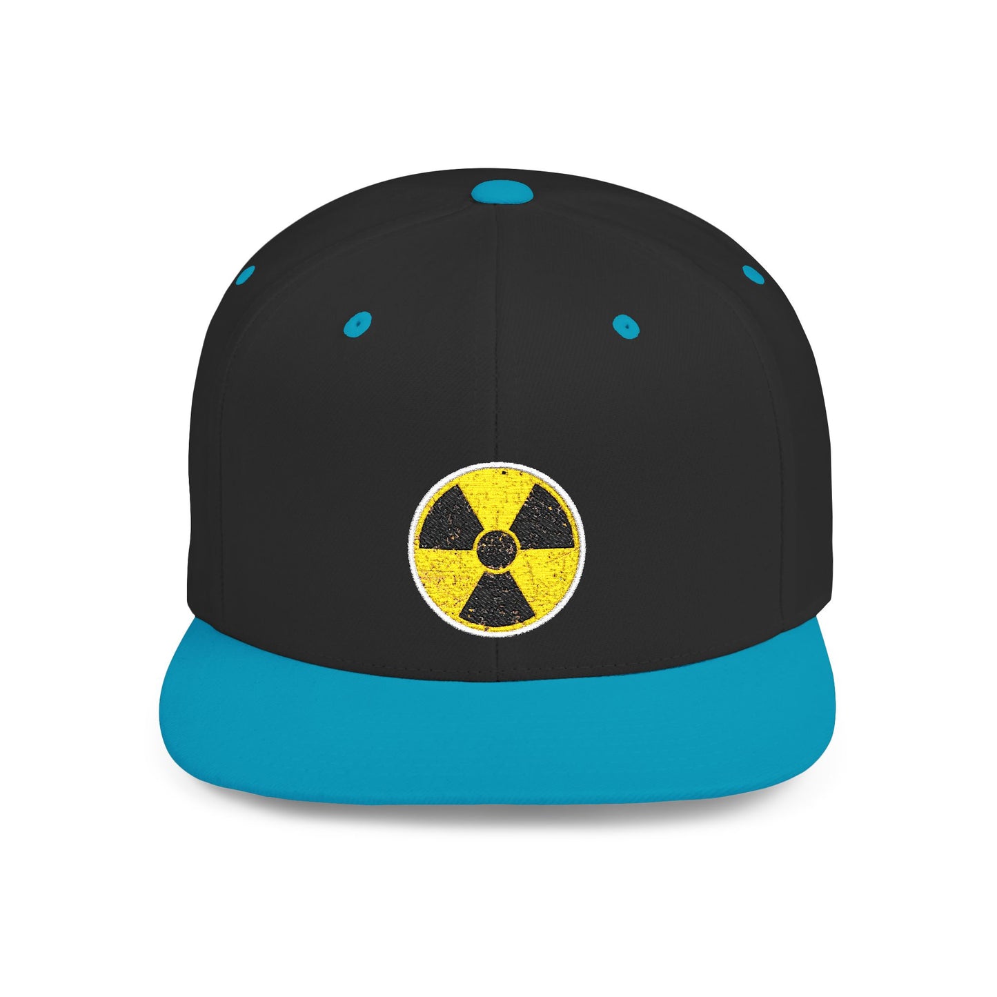 Radiation Symbol Flat Bill Snapback Cap, Trendy Adjustable Hat, Streetwear Accessory, Summer Festival Gear, Unique Gift for Him/Her
