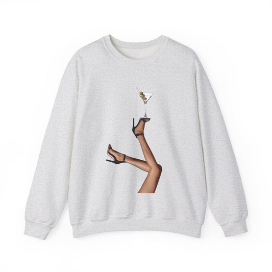 Chic Martini Legs Sweatshirt, Fashion Forward, Cocktail Party Attire, Cozy Unisex Crewneck, Gifts for Her