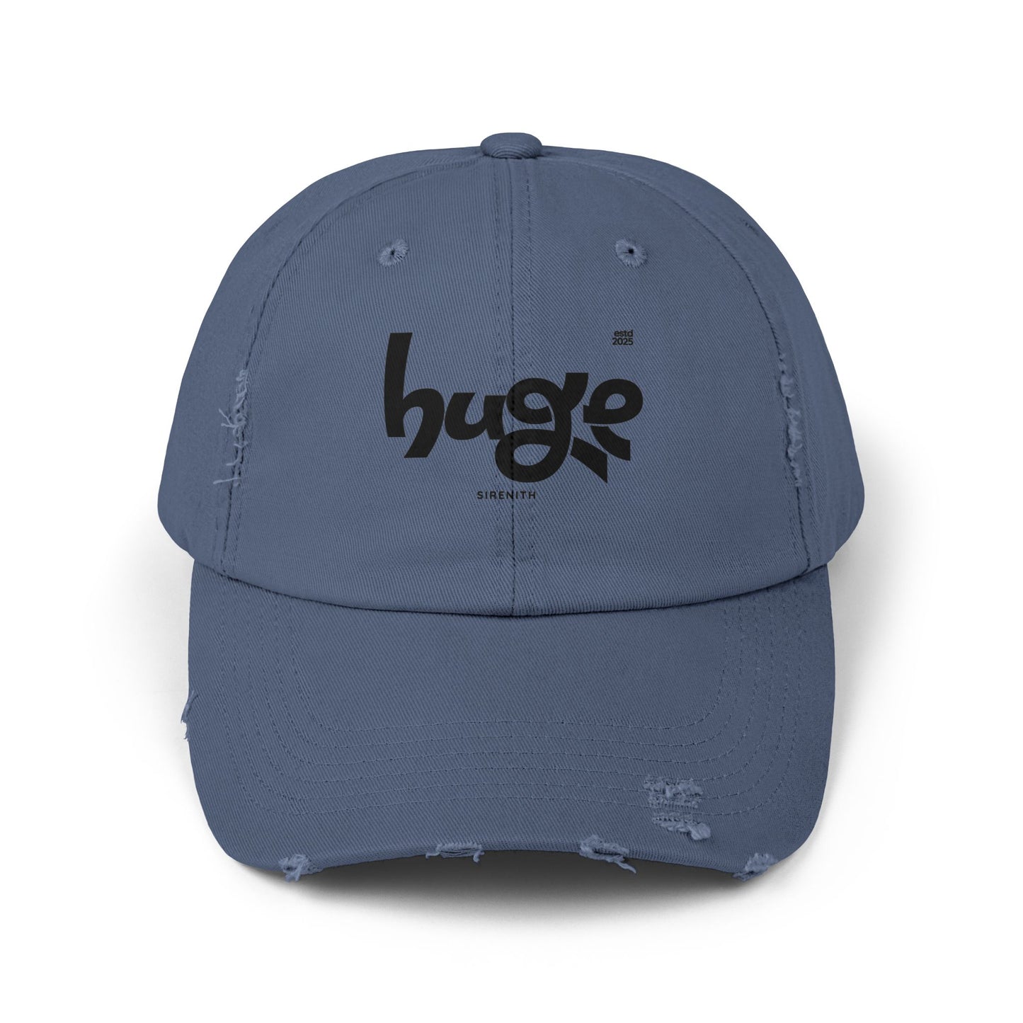 Distressed Cap with 'Huge' Design | Trendy Cap for Outdoor Adventures, Festivals, Casual Wear, Gift for Him/Her