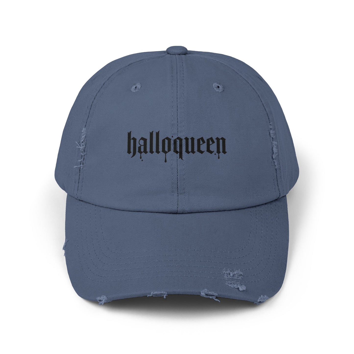 Unisex Distressed Cap with 'Halloqueen' Design, Trendy Halloween Hat, Perfect Gift for Fall Celebrations, Casual Style