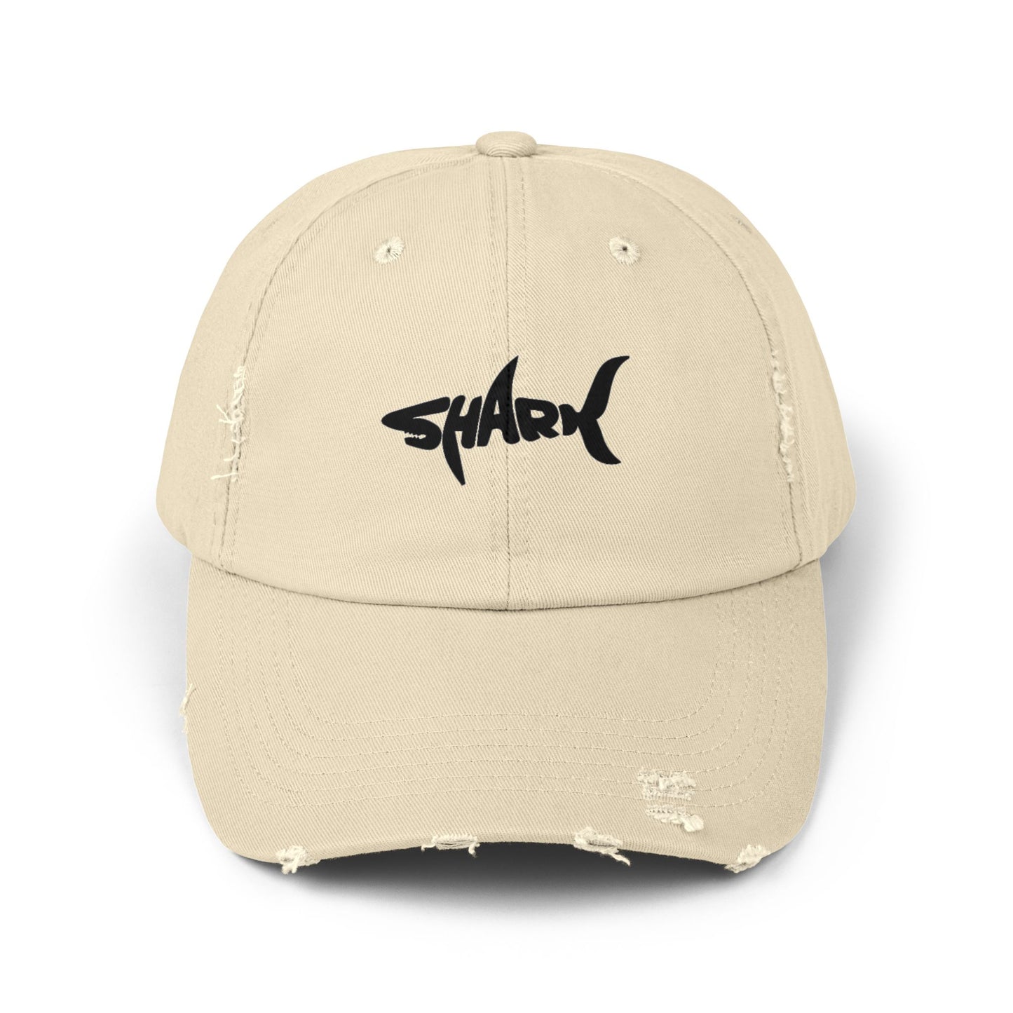 Unisex Distressed Cap - Vintage Vibe, Perfect for Shark Lovers, Summer Outings, Casual Wear, Gift Idea for Birthdays