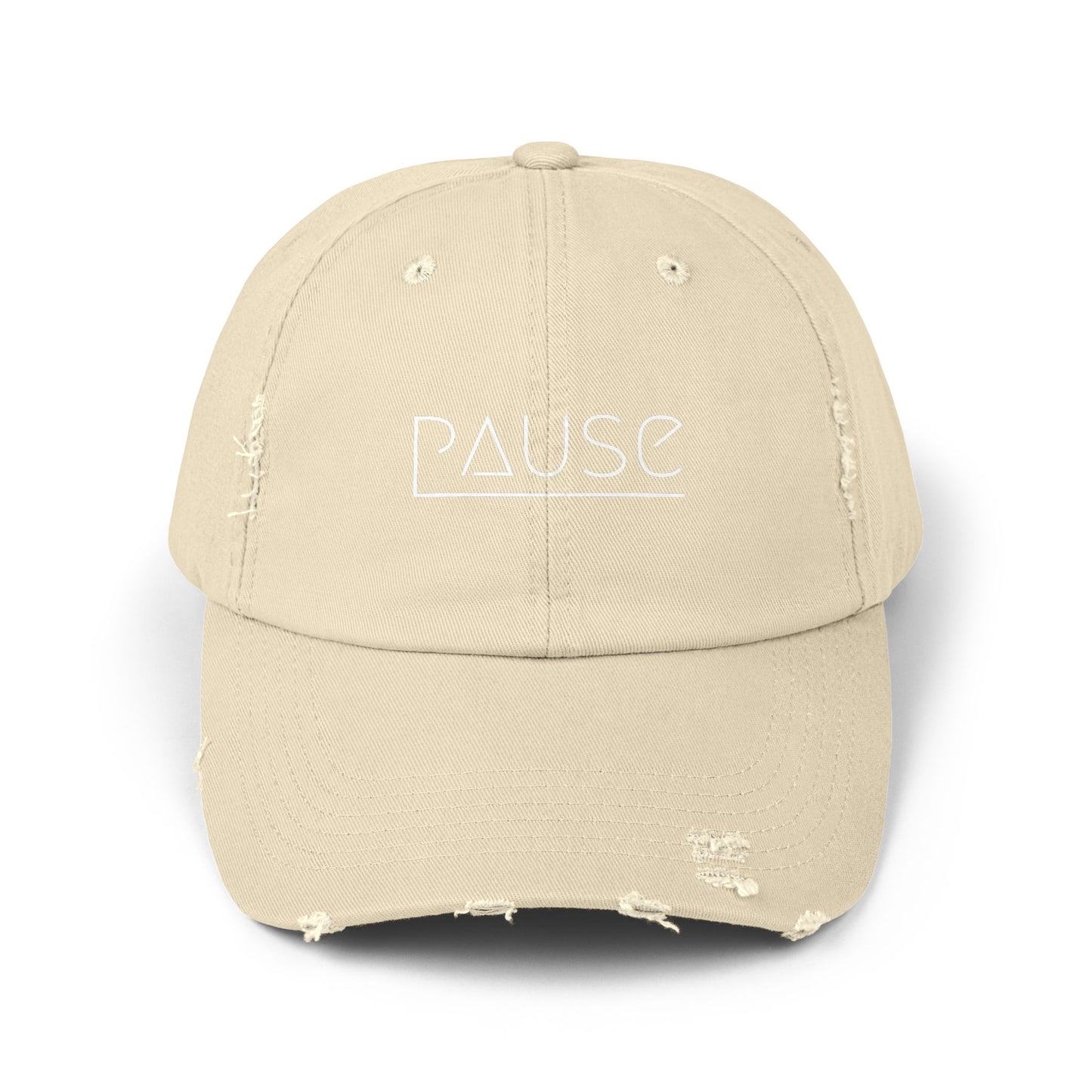 Unisex Distressed Cap with 'Pause' Design - Trendy Fashion Accessory, Perfect for Relaxation, Casual Wear, Gift for Friends, Stylish Gift