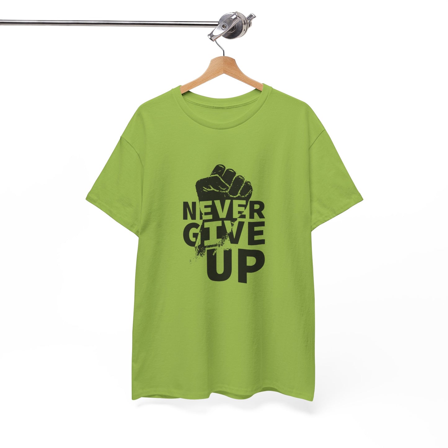 Inspirational Heavy Cotton Tee - "Never Give Up", Motivational Shirt, Gift for Personal Growth, Encouragement Tee, Casual Wear