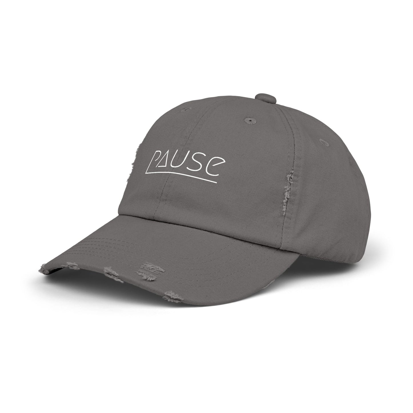 Unisex Distressed Cap with 'Pause' Design - Trendy Fashion Accessory, Perfect for Relaxation, Casual Wear, Gift for Friends, Stylish Gift