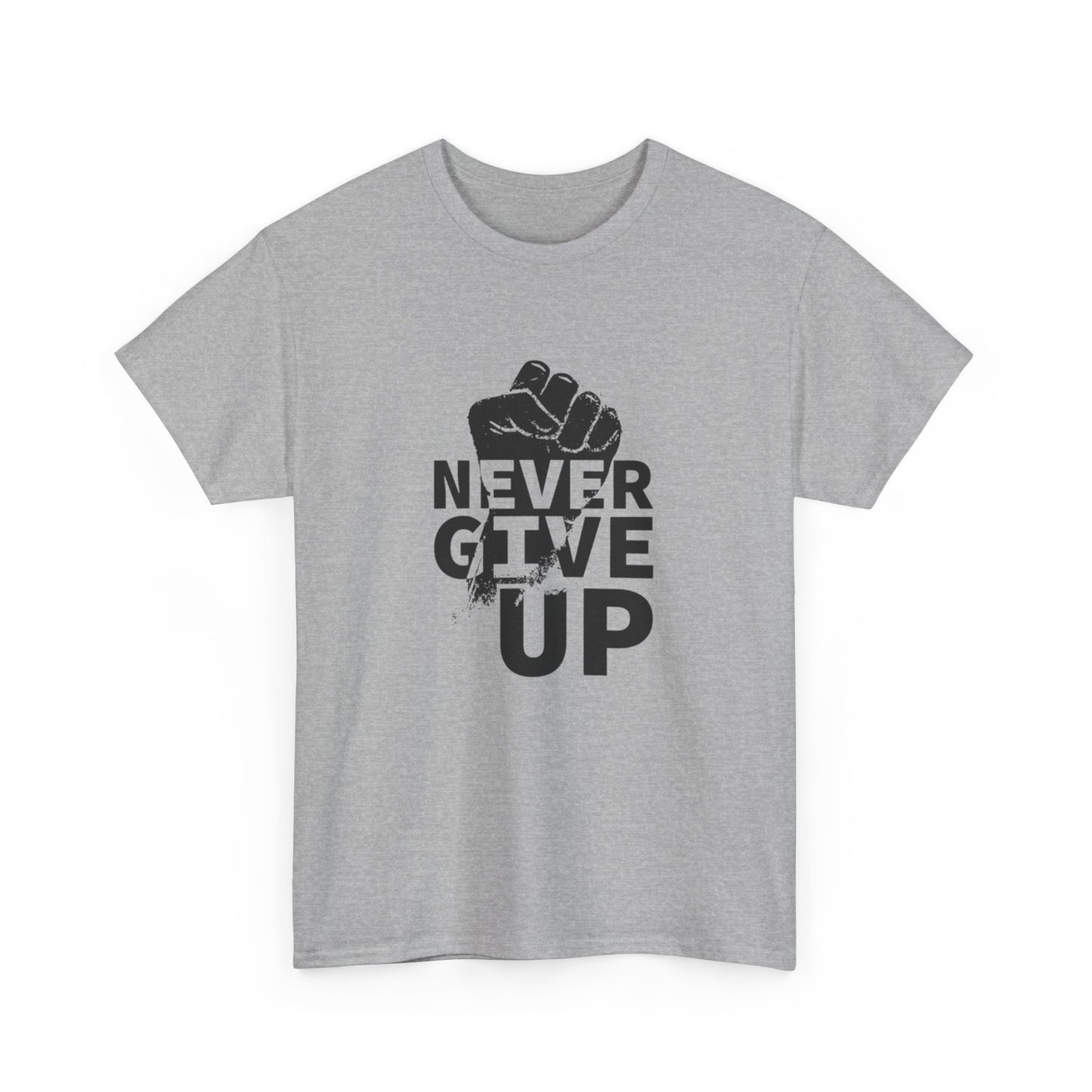 Inspirational Heavy Cotton Tee - "Never Give Up", Motivational Shirt, Gift for Personal Growth, Encouragement Tee, Casual Wear