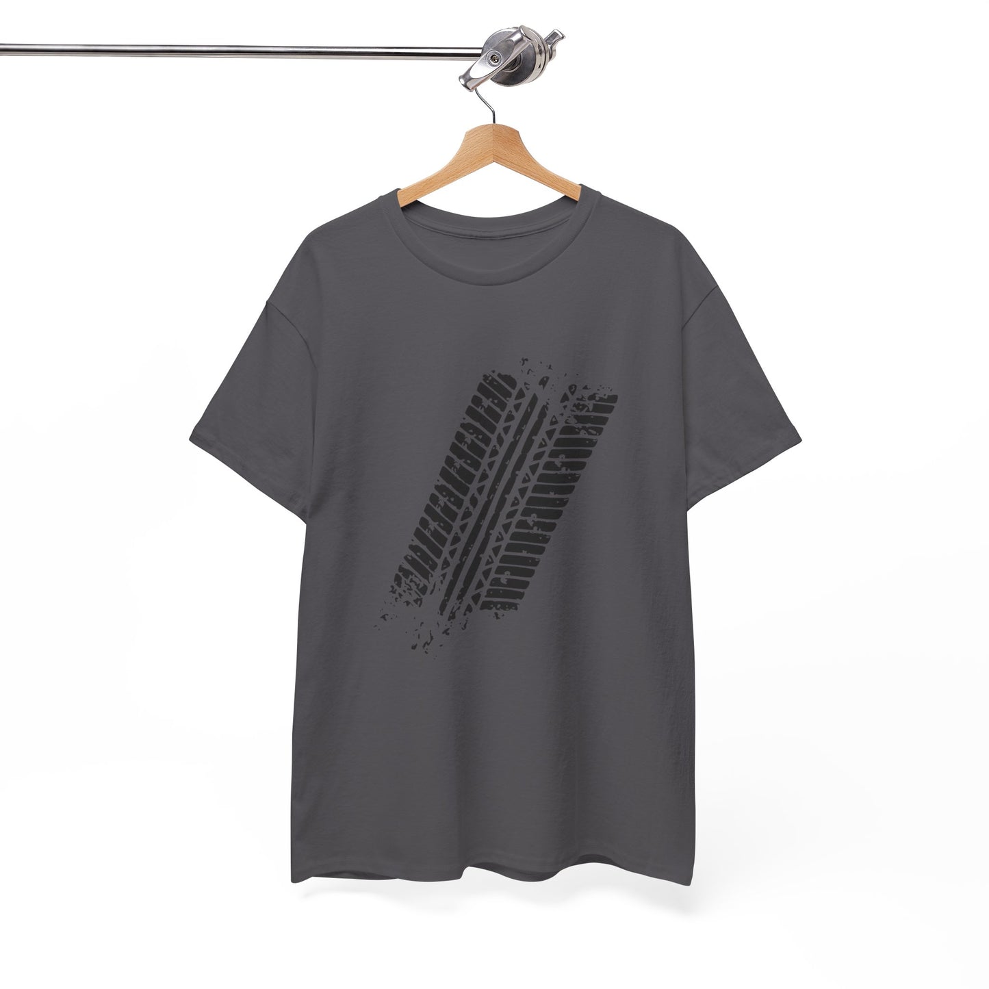 Stylish Heavy Cotton Tee with Bold Tire Track Design | Casual Wear, Streetwear, Gift for Car Lovers, Trendy T-Shirt, Everyday