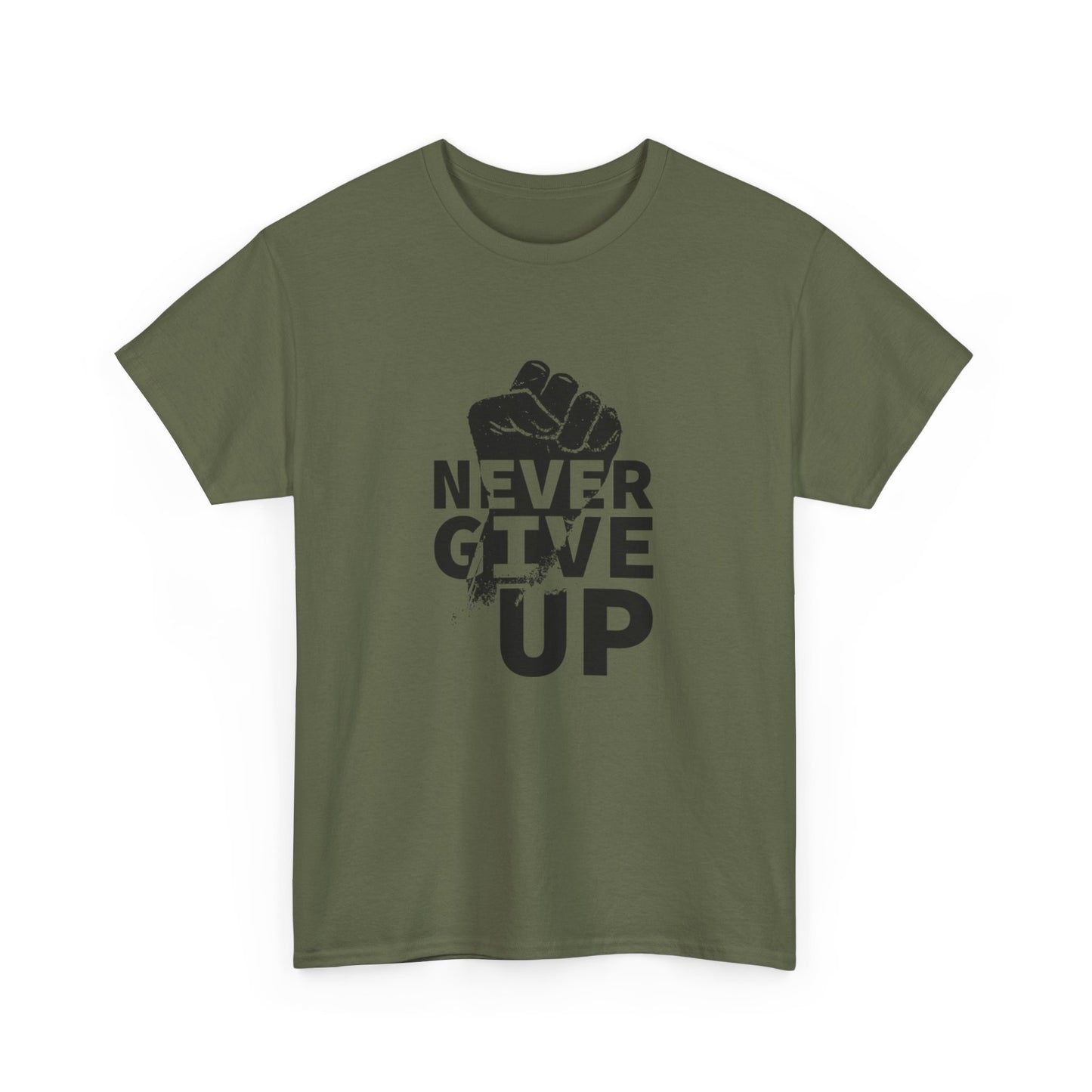 Inspirational Heavy Cotton Tee - "Never Give Up", Motivational Shirt, Gift for Personal Growth, Encouragement Tee, Casual Wear