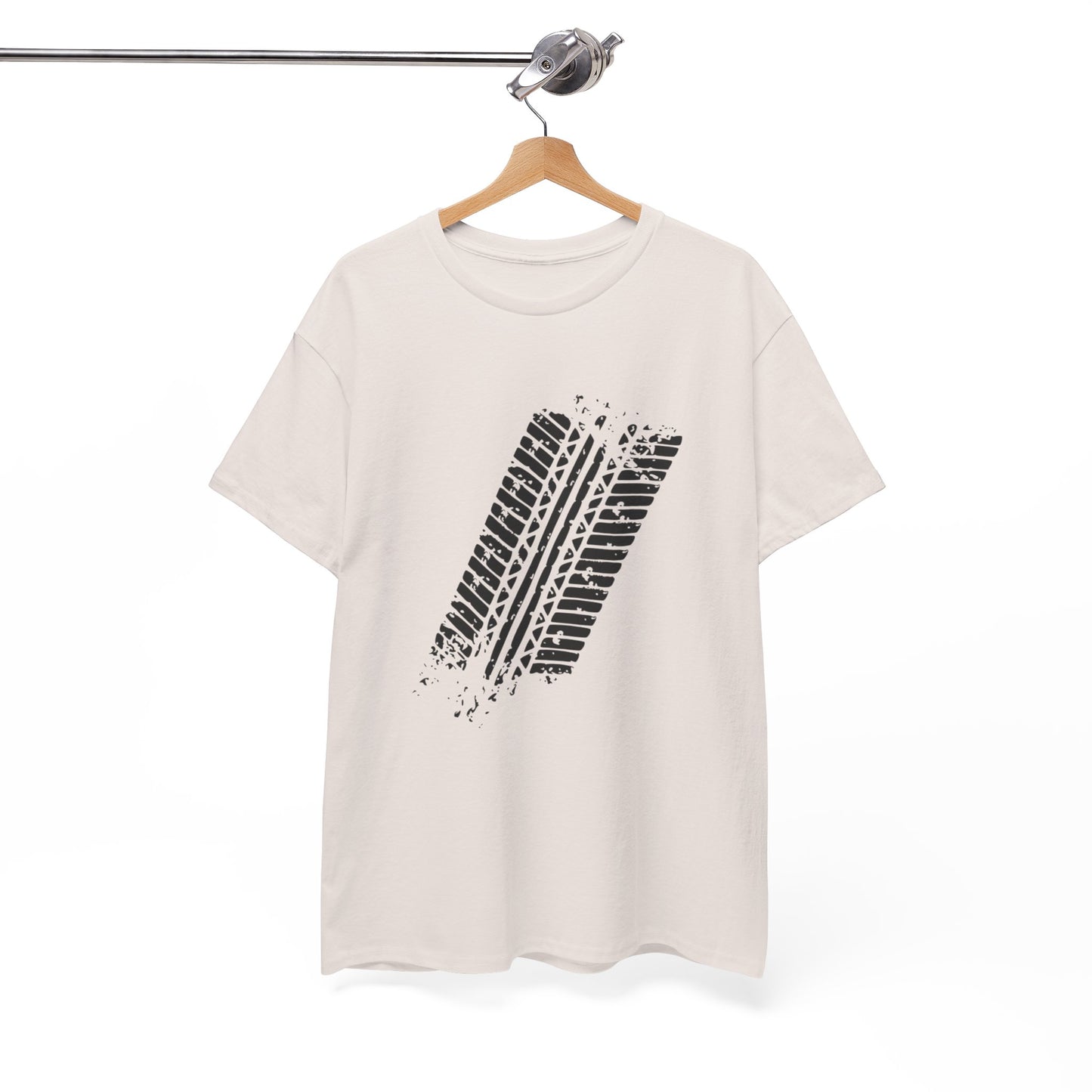 Stylish Heavy Cotton Tee with Bold Tire Track Design | Casual Wear, Streetwear, Gift for Car Lovers, Trendy T-Shirt, Everyday