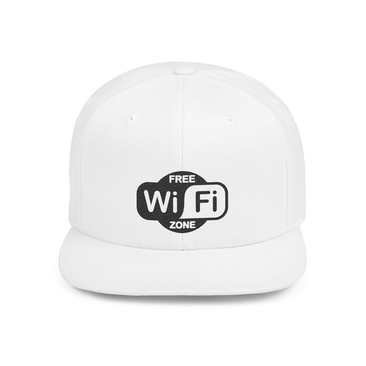 WiFi Zone Snapback Hat, Trendy Flat Bill Cap, Gift for Tech Lovers, Stylish Outdoor Accessory, Perfect for Vacations