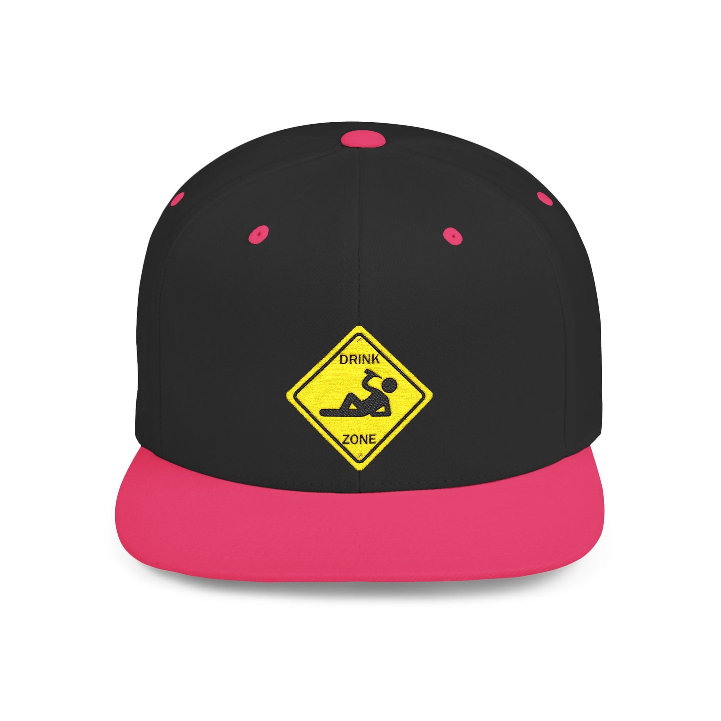 Playful Safety Symbol Flat Bill Snapback Hat, Trendy Cap for Outdoor Lovers, Perfect Gift for Construction Workers, Unique Hats