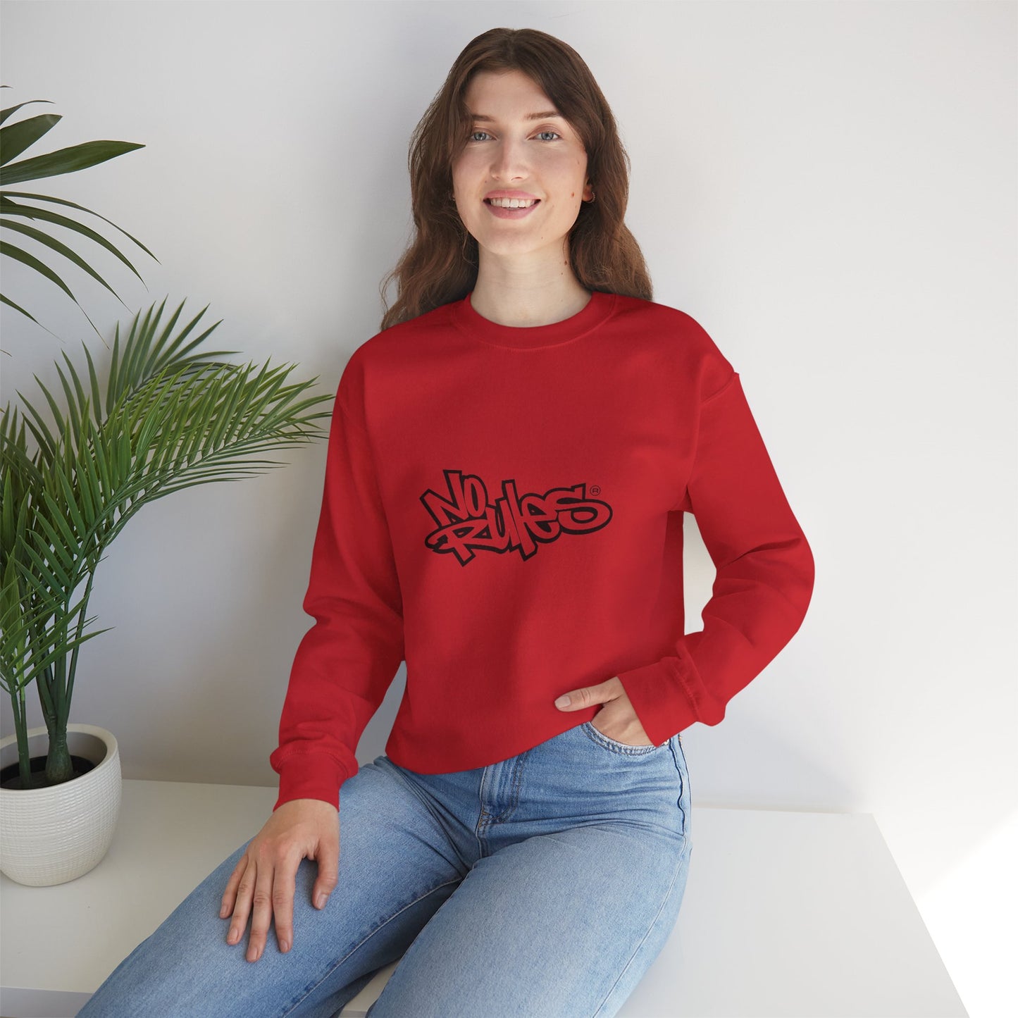 No Rules Crewneck Sweatshirt, Urban Streetwear, Casual Outfit, Gift for Friends, Cozy Lounge Wear