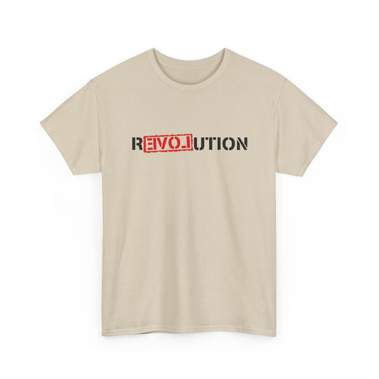 Heavy Cotton Tee with REVO-lution Design - Casual Wear, Statement Shirt, Gift for Activists, Streetwear Essential