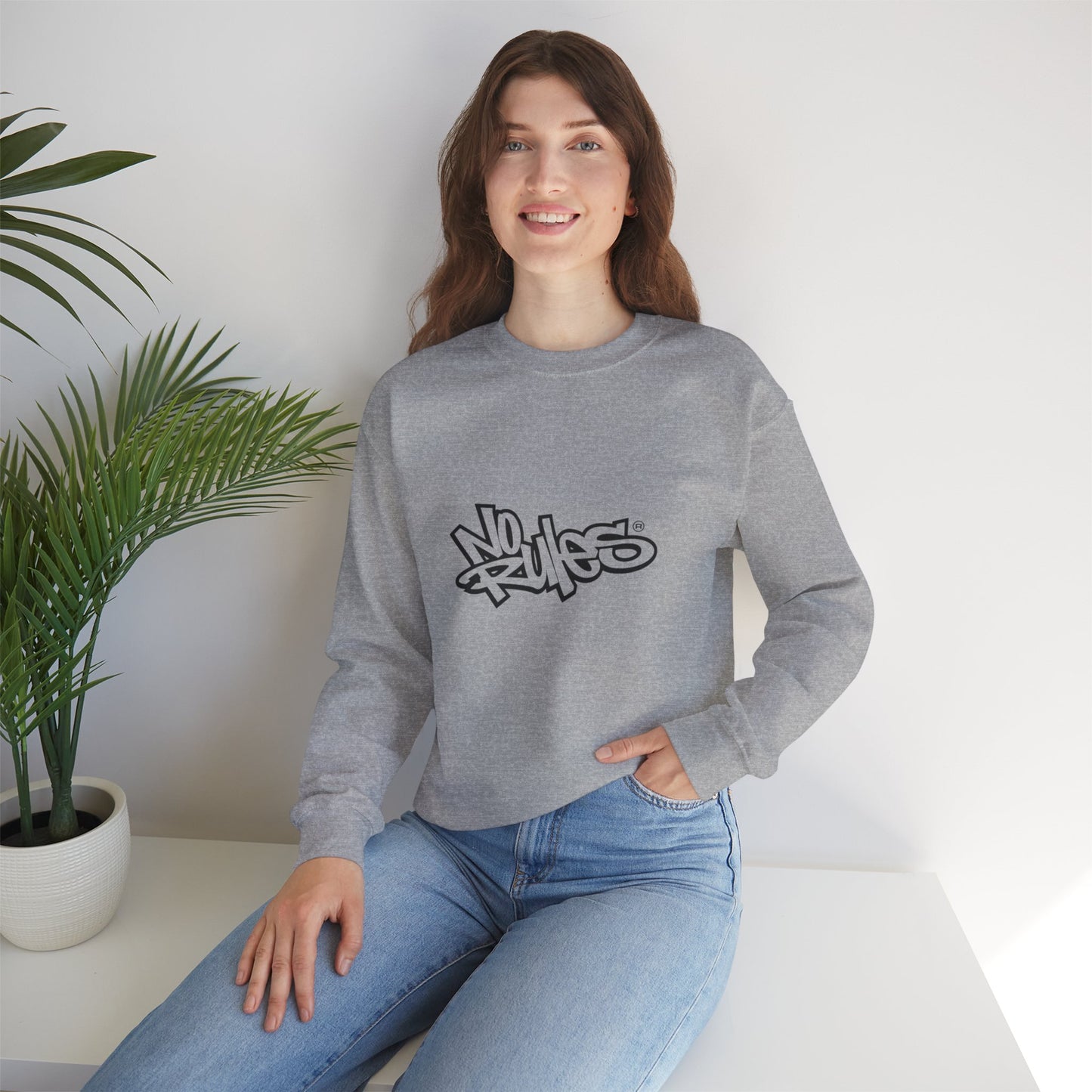 No Rules Crewneck Sweatshirt, Urban Streetwear, Casual Outfit, Gift for Friends, Cozy Lounge Wear