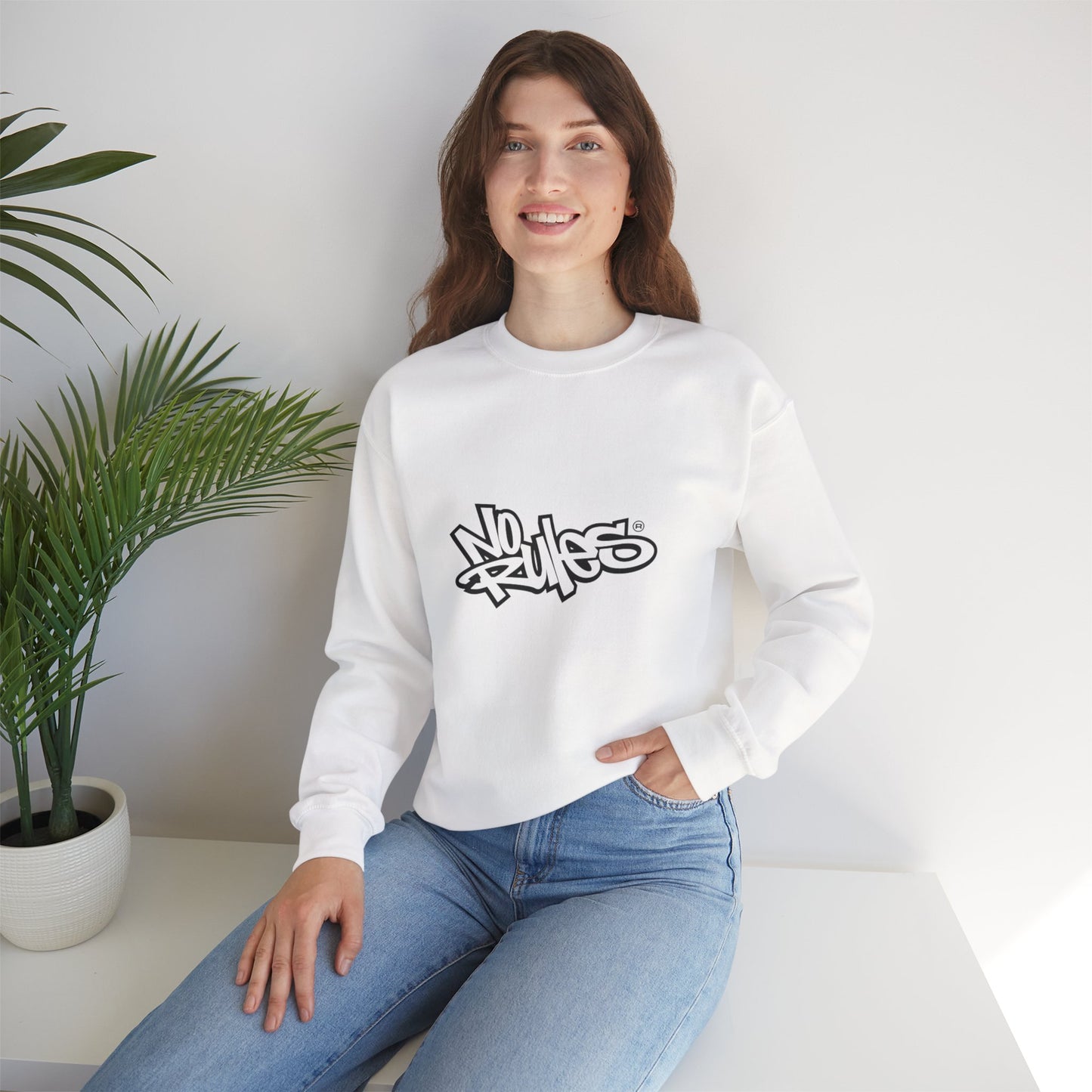 No Rules Crewneck Sweatshirt, Urban Streetwear, Casual Outfit, Gift for Friends, Cozy Lounge Wear