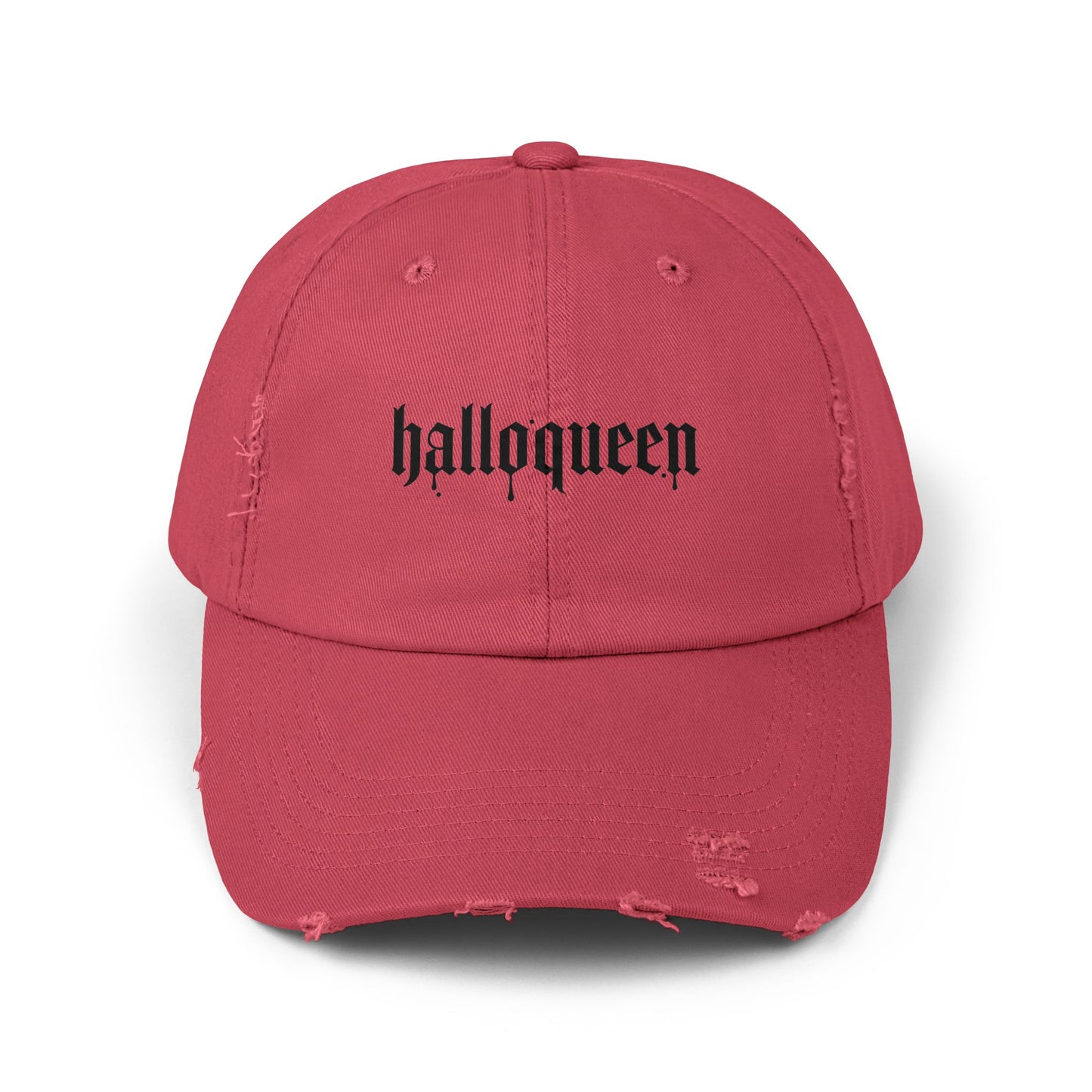 Unisex Distressed Cap with 'Halloqueen' Design, Trendy Halloween Hat, Perfect Gift for Fall Celebrations, Casual Style