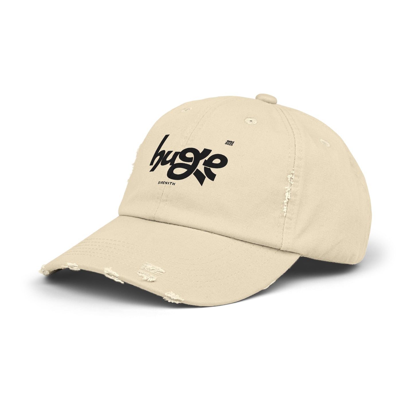 Distressed Cap with 'Huge' Design | Trendy Cap for Outdoor Adventures, Festivals, Casual Wear, Gift for Him/Her