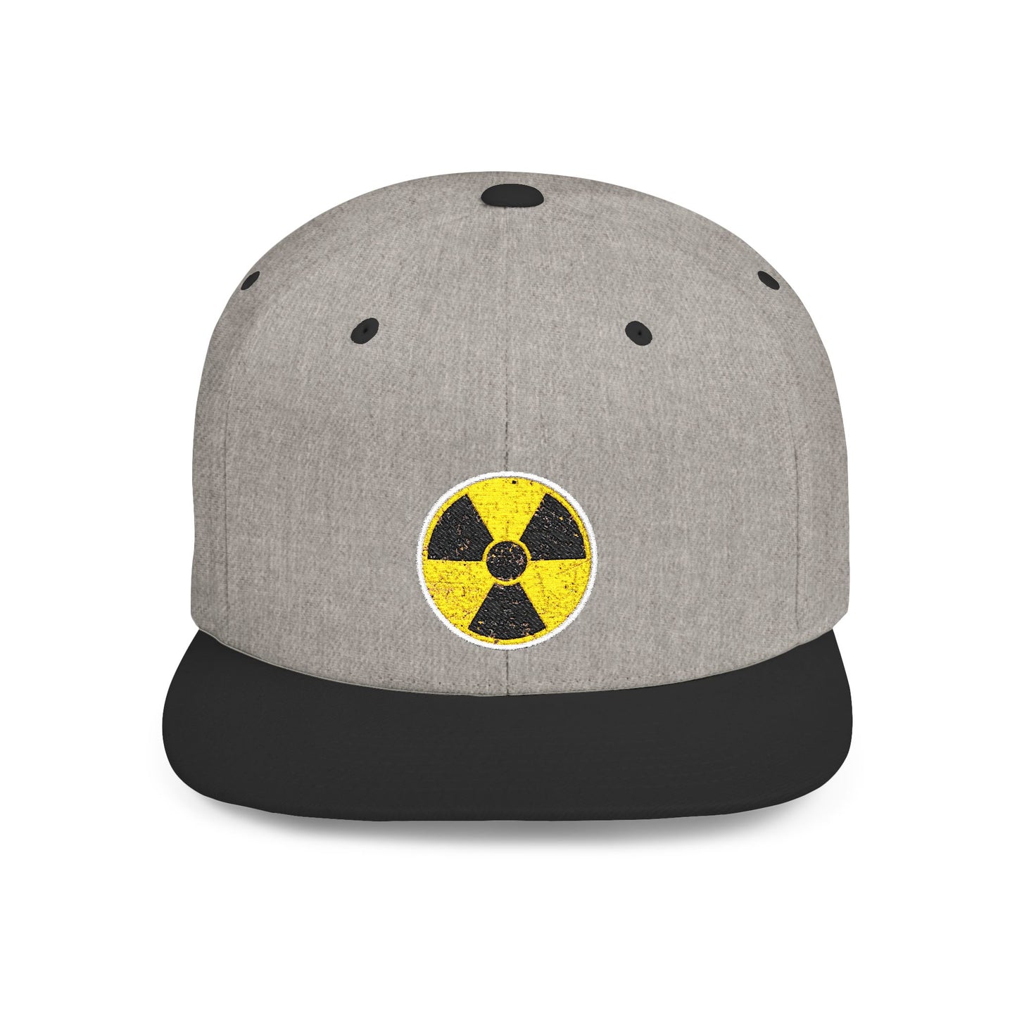 Radiation Symbol Flat Bill Snapback Cap, Trendy Adjustable Hat, Streetwear Accessory, Summer Festival Gear, Unique Gift for Him/Her