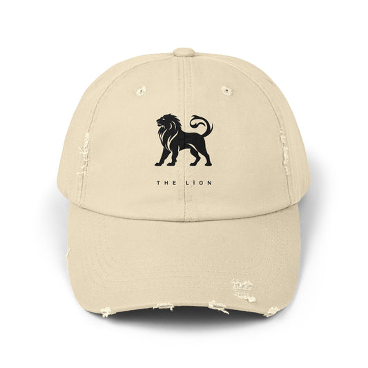 Youthful Distressed Cap with Lion Design, Trendy Hat for Animal Lovers, Casual Summer Accessory, Perfect Gift for Birthdays and Holidays