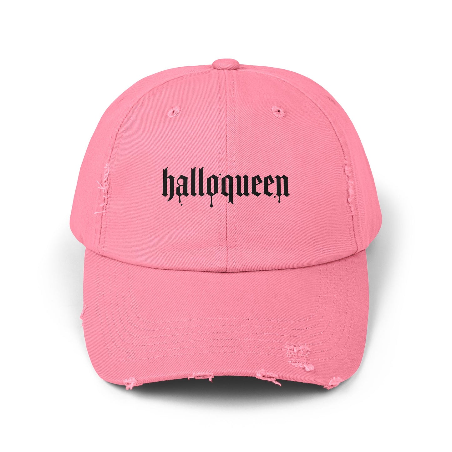 Unisex Distressed Cap with 'Halloqueen' Design, Trendy Halloween Hat, Perfect Gift for Fall Celebrations, Casual Style