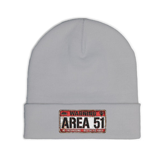 Area 51 Embroidered Knit Beanie, Funny UFO Hat, Winter Fashion Accessory, Cool Gift for Aliens Enthusiasts, Unique Beanie for Men and Women
