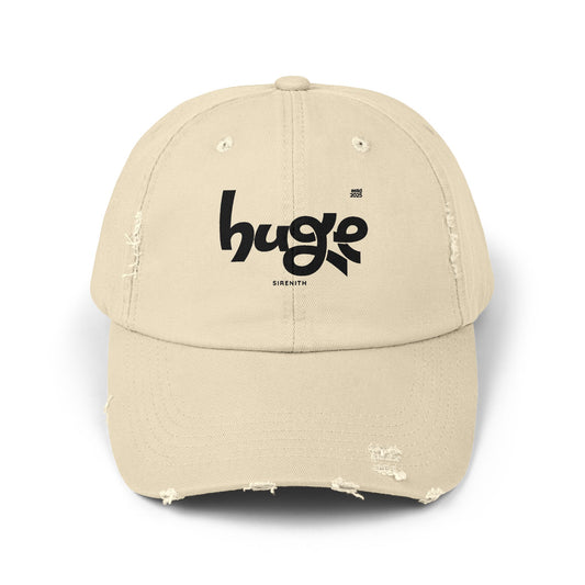 Distressed Cap with 'Huge' Design | Trendy Cap for Outdoor Adventures, Festivals, Casual Wear, Gift for Him/Her