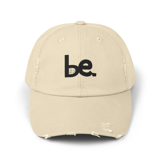 Trendy Unisex Distressed Cap with 'be.' Design, Casual hat for everyday wear, Gift for friends, Stylish accessory, Summer fashion