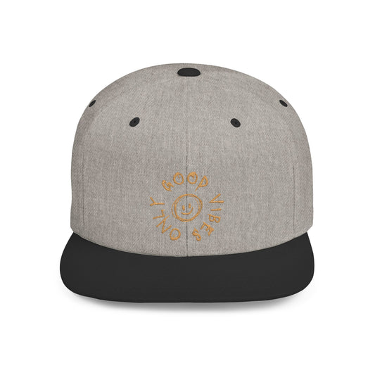 Good Vibes Only Flat Bill Snapback Hat, Cool Casual Cap for Summer, Trendy Streetwear, Gift for Teens and Adults, Stylish Accessory