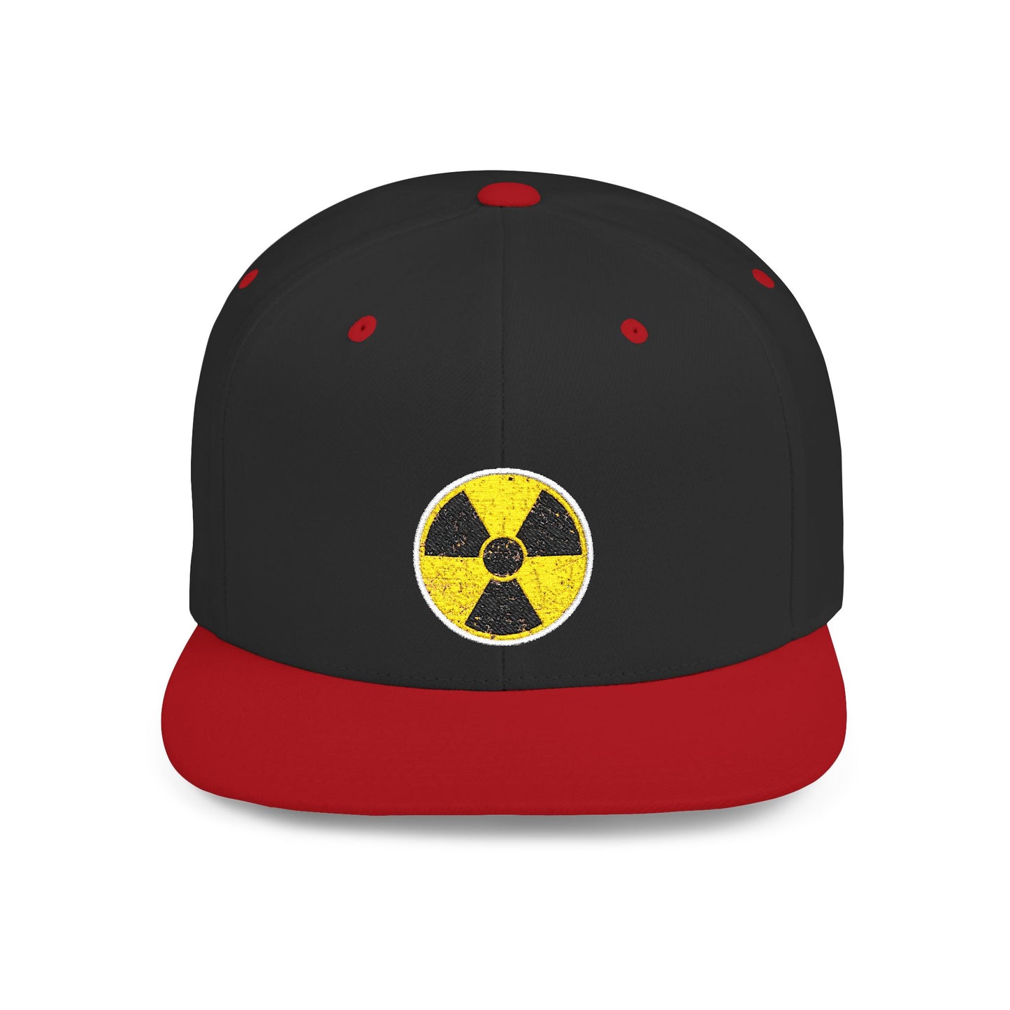 Radiation Symbol Flat Bill Snapback Cap, Trendy Adjustable Hat, Streetwear Accessory, Summer Festival Gear, Unique Gift for Him/Her