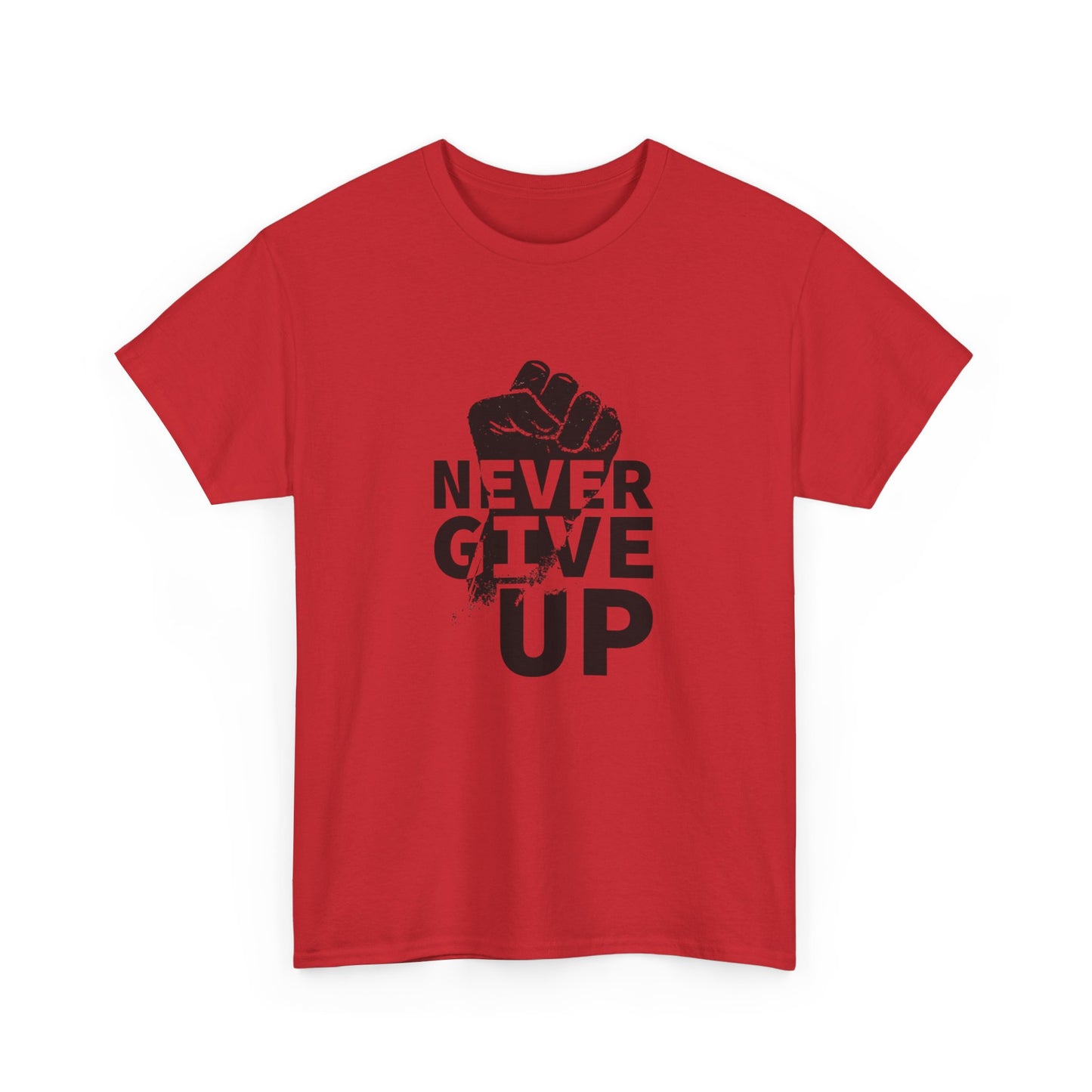 Inspirational Heavy Cotton Tee - "Never Give Up", Motivational Shirt, Gift for Personal Growth, Encouragement Tee, Casual Wear