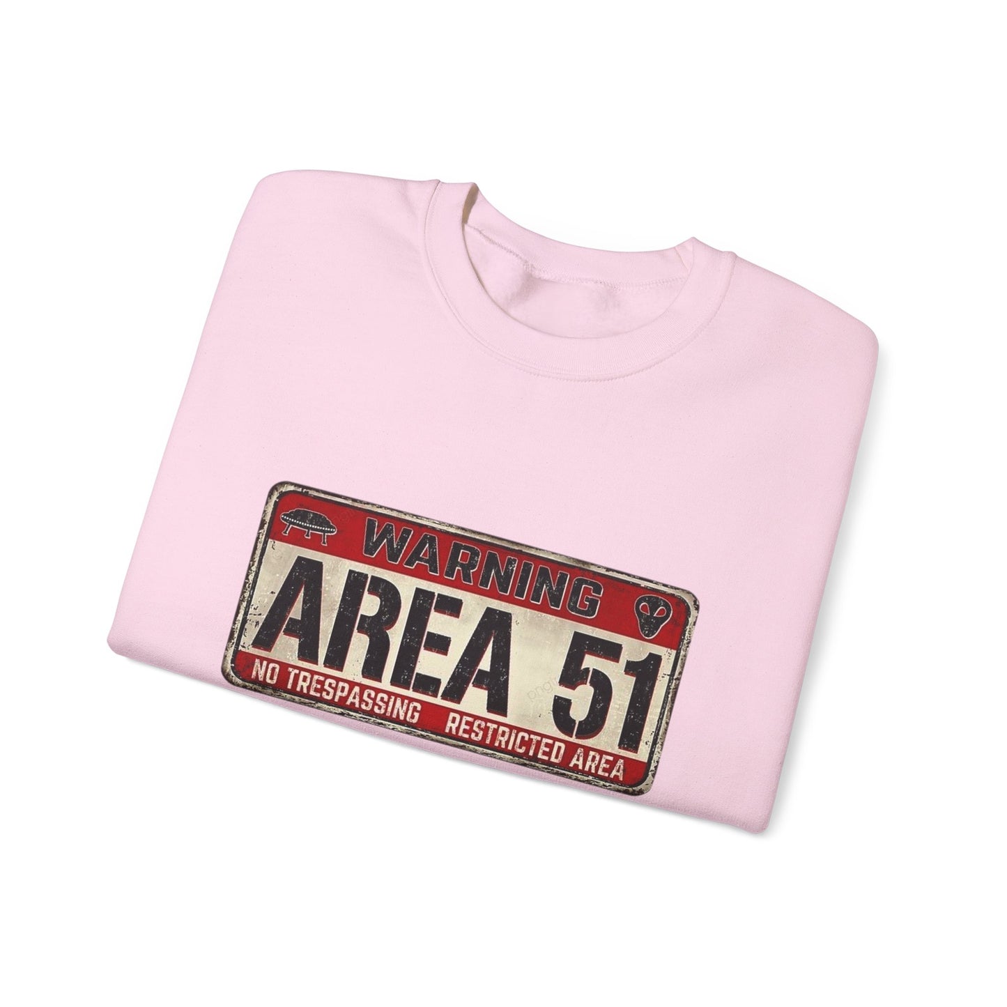 Area 51 Warning Crewneck Sweatshirt - Unisex Fashion, Urban Style, Casual Comfort, Alien Enthusiast Gift, Halloween Costume