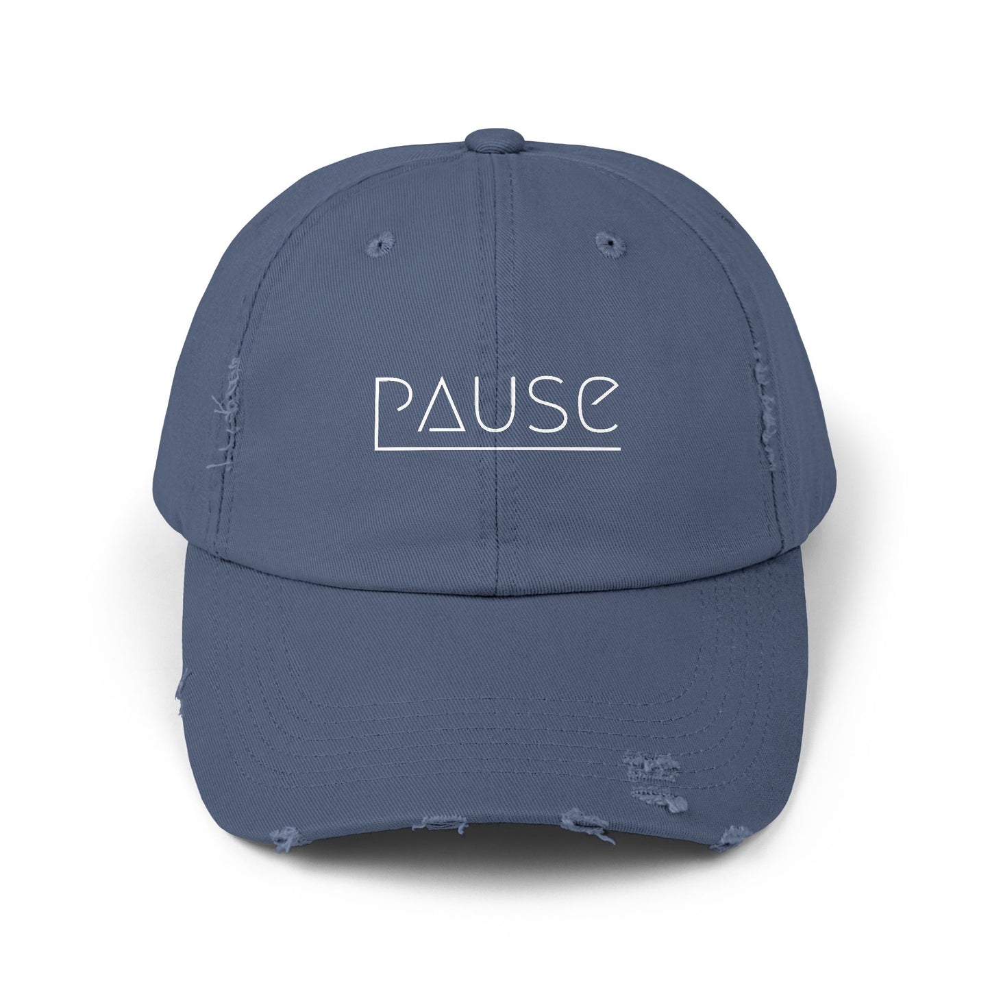 Unisex Distressed Cap with 'Pause' Design - Trendy Fashion Accessory, Perfect for Relaxation, Casual Wear, Gift for Friends, Stylish Gift