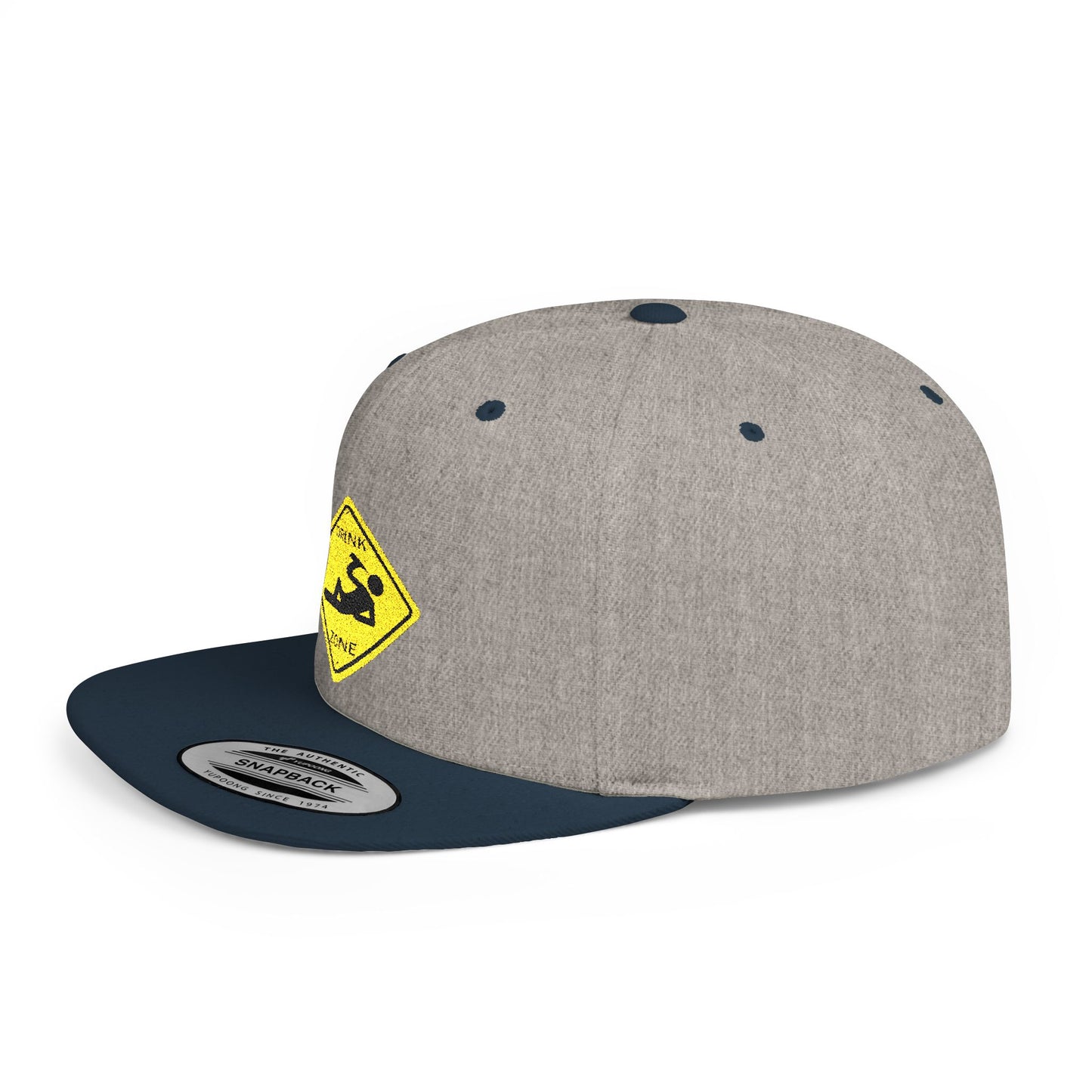 Playful Safety Symbol Flat Bill Snapback Hat, Trendy Cap for Outdoor Lovers, Perfect Gift for Construction Workers, Unique Hats