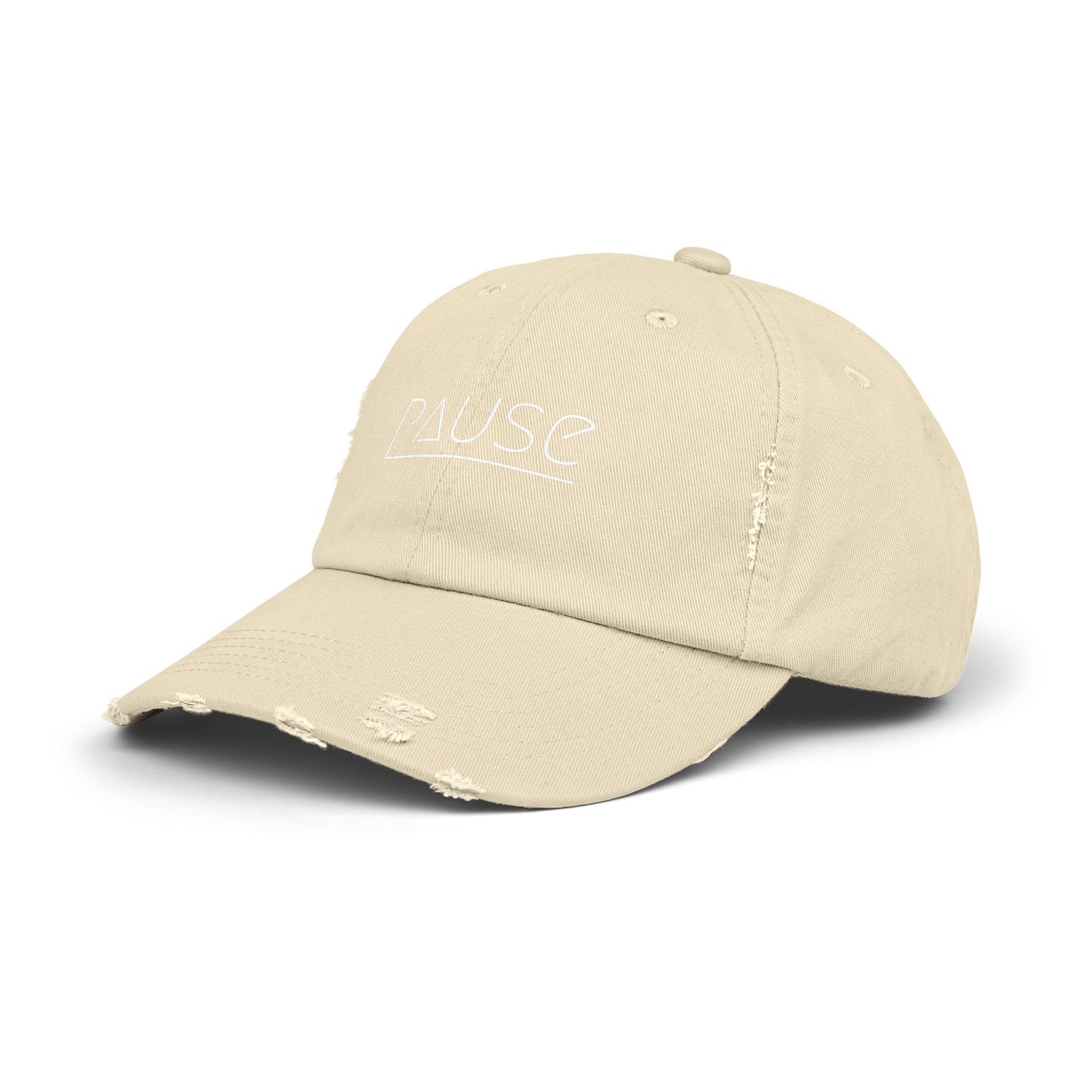 Unisex Distressed Cap with 'Pause' Design - Trendy Fashion Accessory, Perfect for Relaxation, Casual Wear, Gift for Friends, Stylish Gift