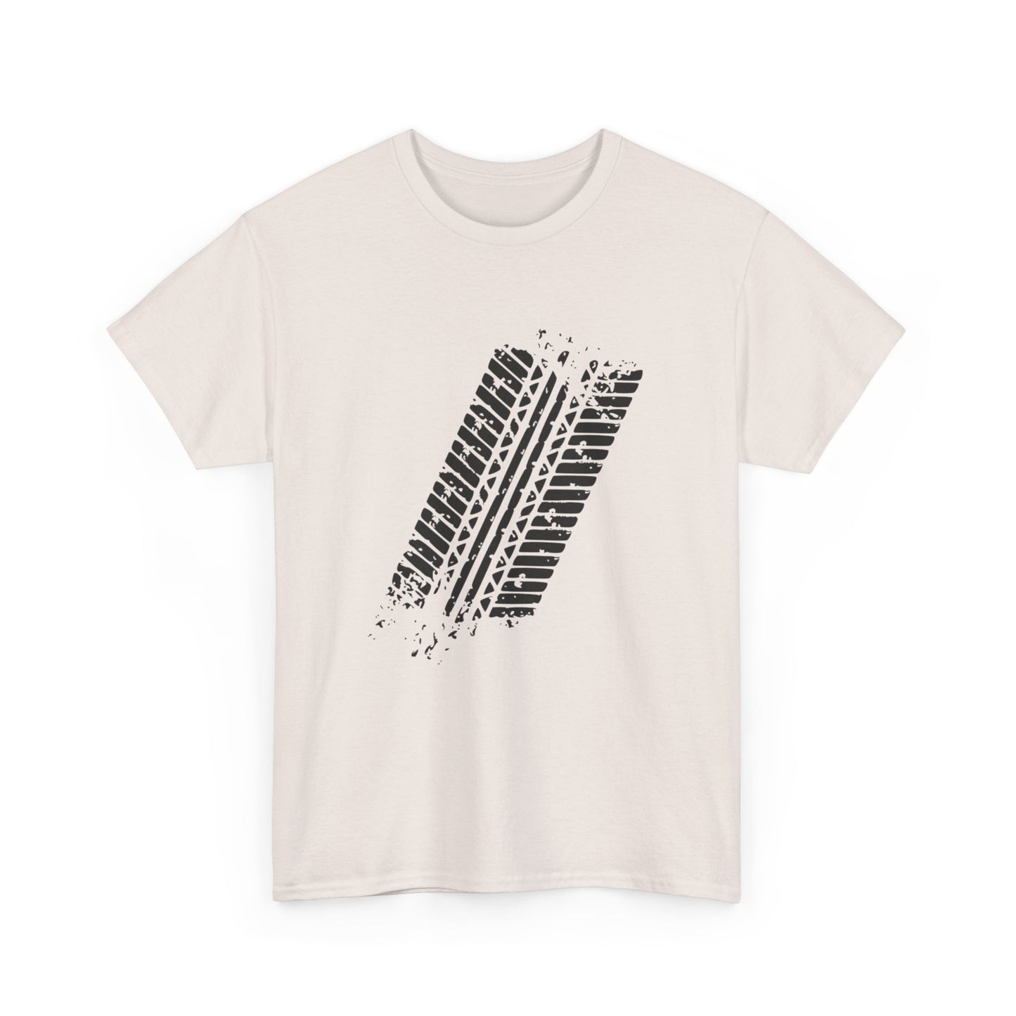 Stylish Heavy Cotton Tee with Bold Tire Track Design | Casual Wear, Streetwear, Gift for Car Lovers, Trendy T-Shirt, Everyday