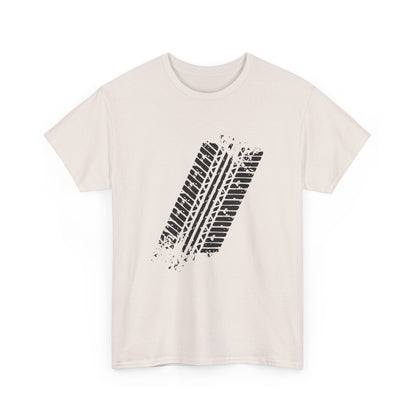 Stylish Heavy Cotton Tee with Bold Tire Track Design | Casual Wear, Streetwear, Gift for Car Lovers, Trendy T-Shirt, Everyday