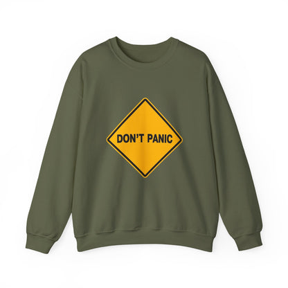 Don't Panic Sweatshirt - Cozy Unisex Heavy Blend Crewneck for Chill Days, Gift for Friends, Stress Relief, Casual Style, Everyday Comfort